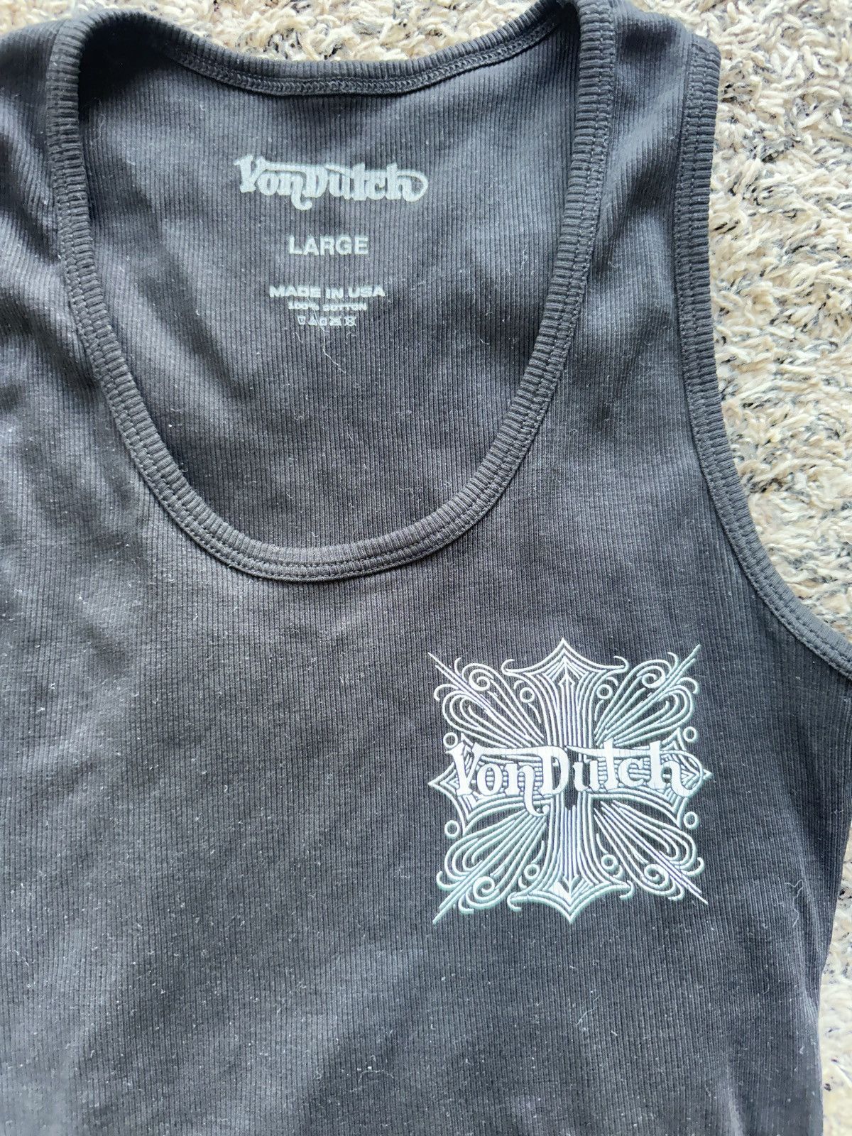 Von Dutch Von Dutch Black Ribbed Tank Top – Gothic Cross Graphic Size US L / EU 52-54 / 3 - 2 Thumbnail
