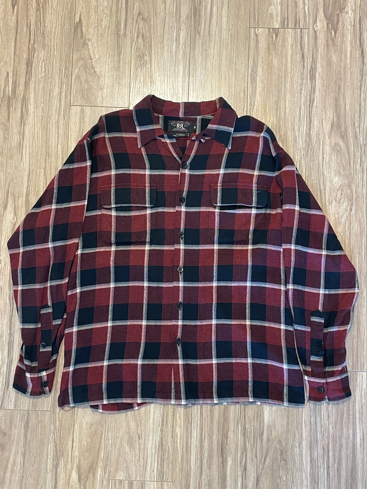 image of Rrl Ralph Laurent Flannel Workshirt in Red, Men's (Size Medium)