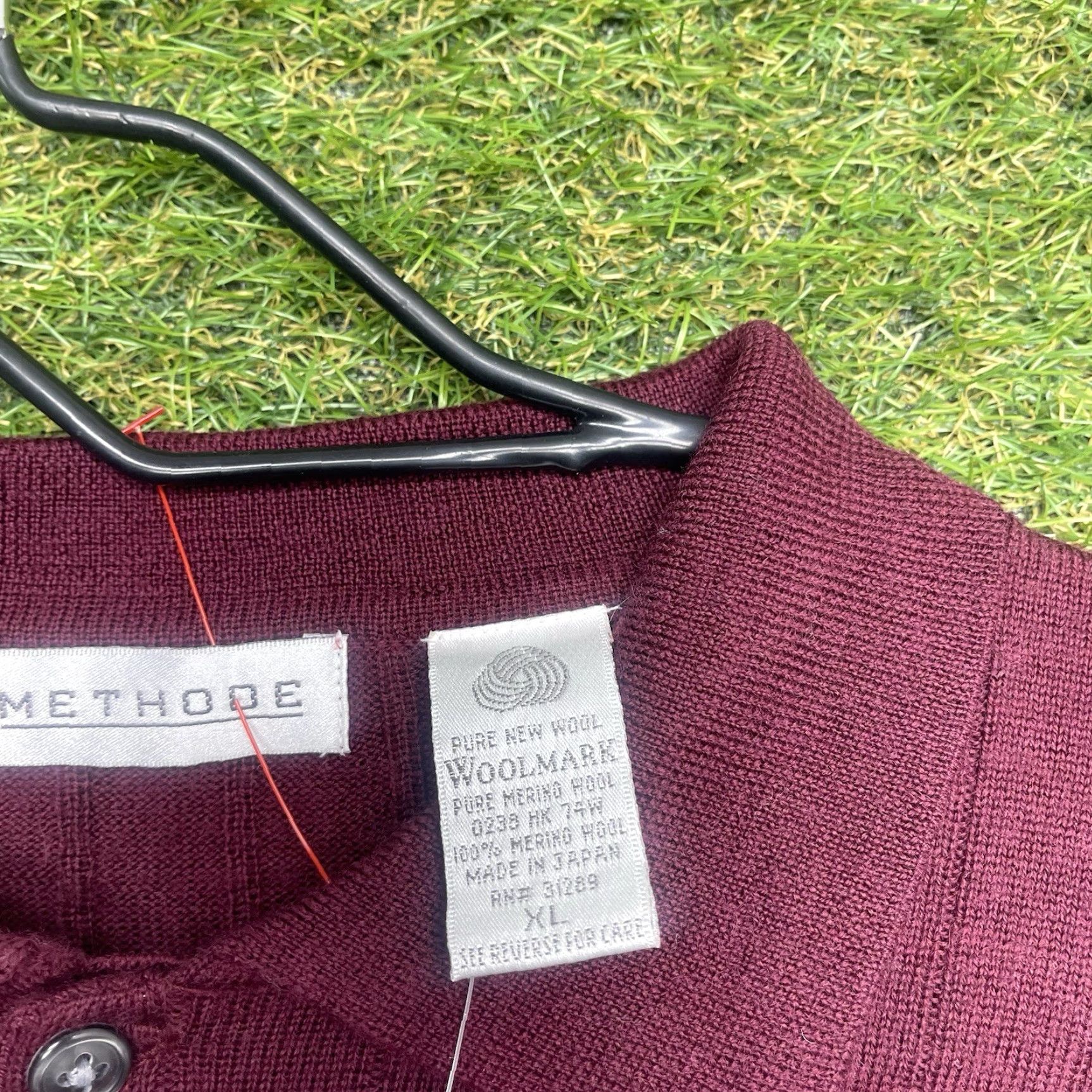 Vintage VINTAGE Merino Wool Sweater Mens XL Maroon Lightweight Henley Collared NWT Size US XL / EU 56 / 4 - 3 Thumbnail