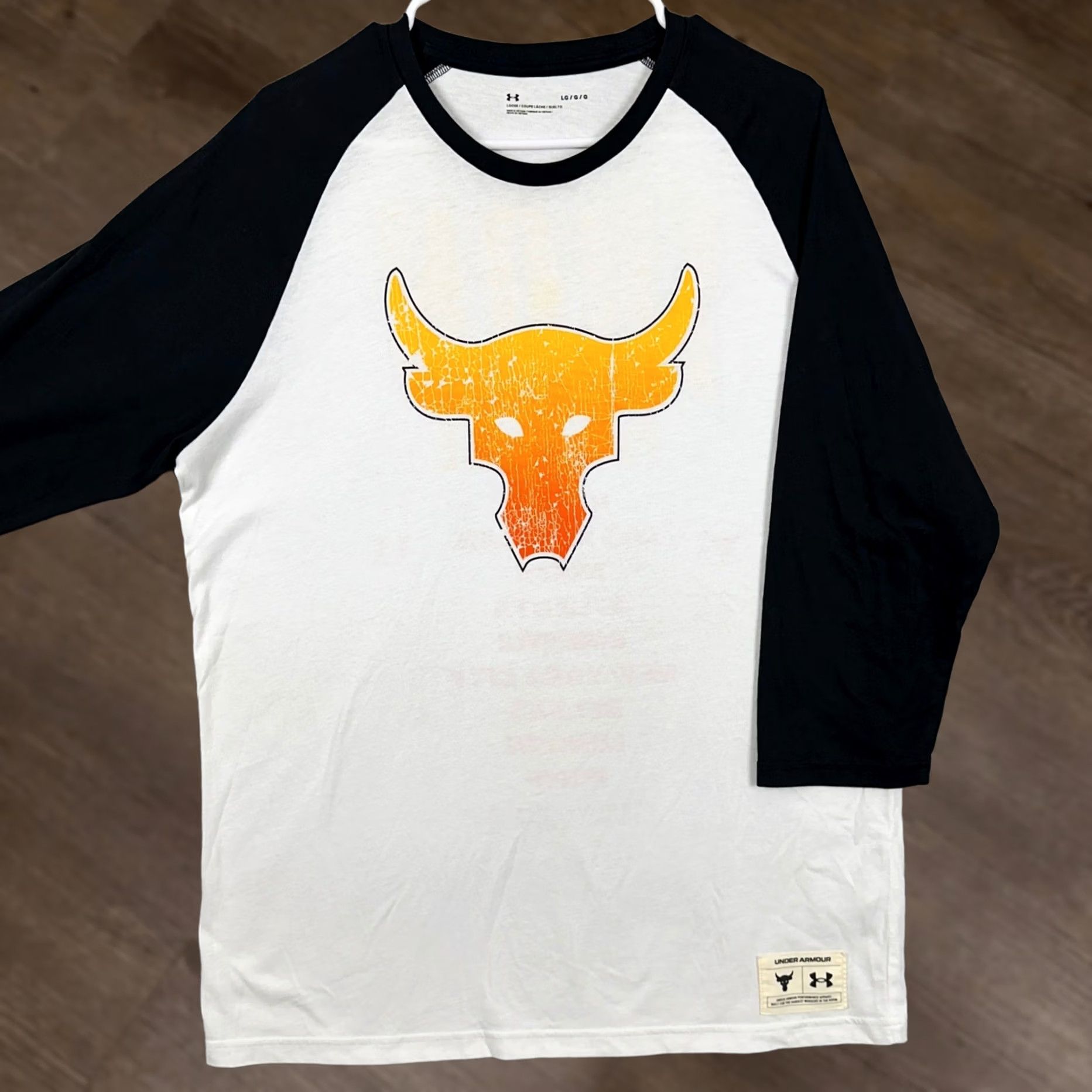 Under Armour Under Armour Project Rock T-Shirt Tee Mens Large White 3/4 Sleeve Logo Shirt Size US L / EU 52-54 / 3 - 1 Thumbnail