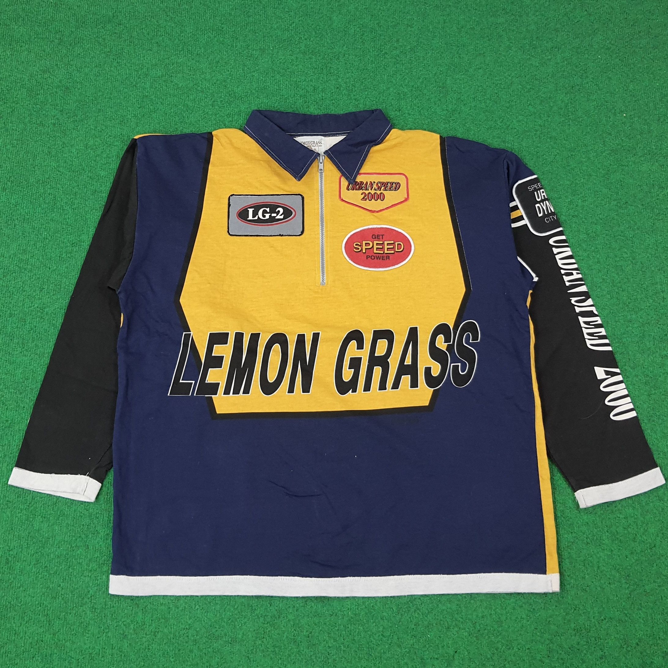 Designer × Vintage Vintage Lemongrass Half Zipper Designer Polo Shirt C222N16 Size XXL / US 16-18 / IT 52-54 - 1 Thumbnail