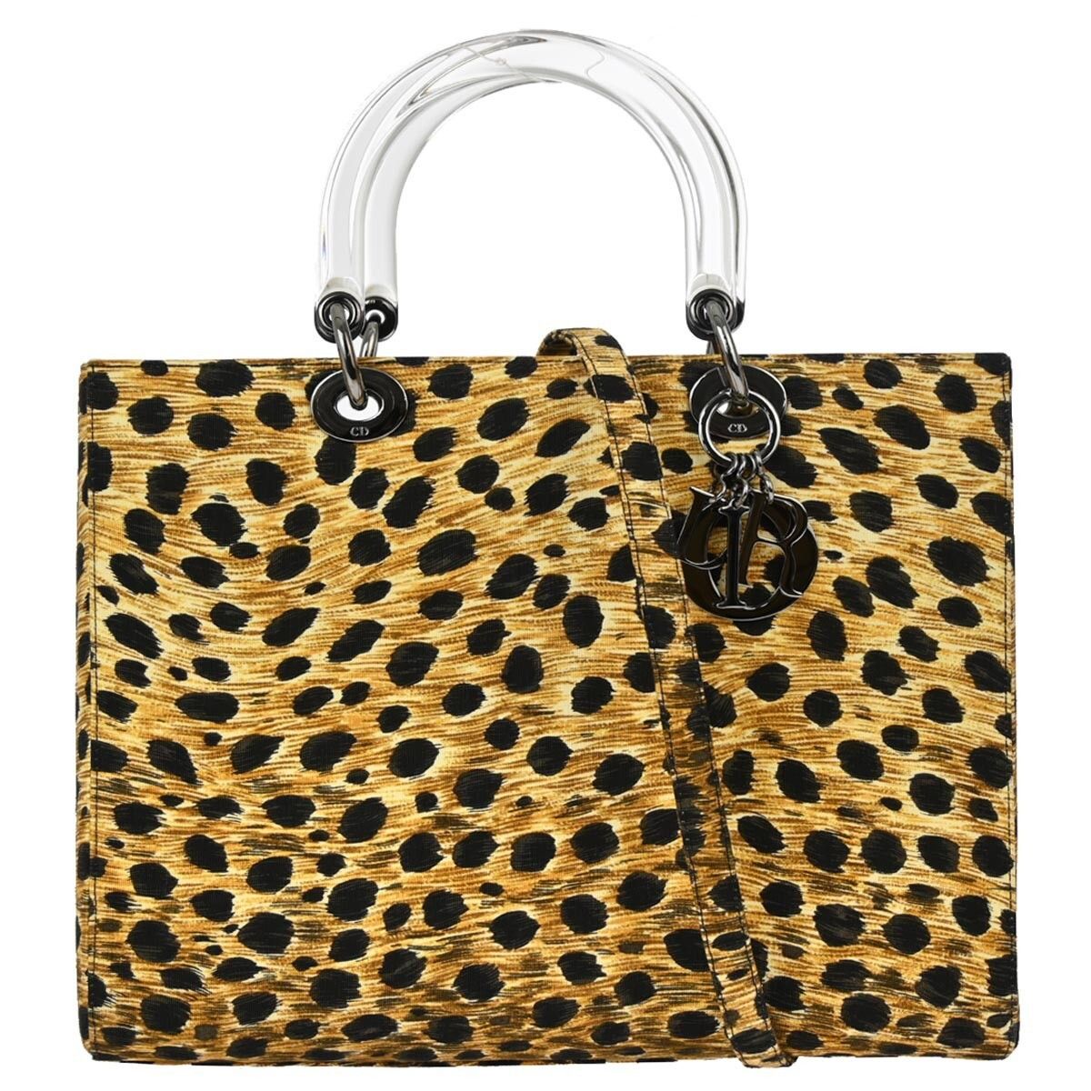 Christian Dior Vintage Lady Dior Bag Printed Cannage Quilt Canvas