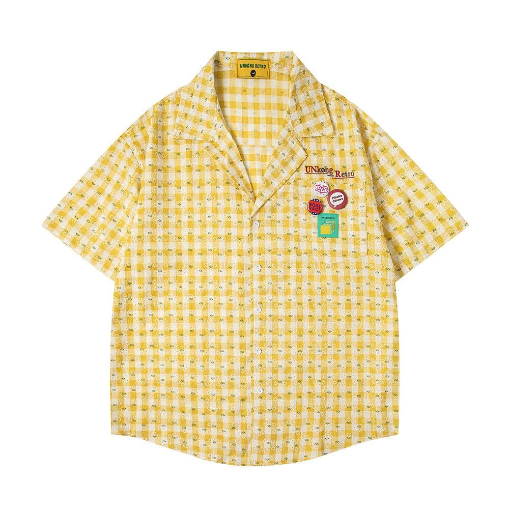 Japanese Brand Japanese retro street pocket floral loose plaid shirt Size US M / EU 48-50 / 2 - 1 Thumbnail