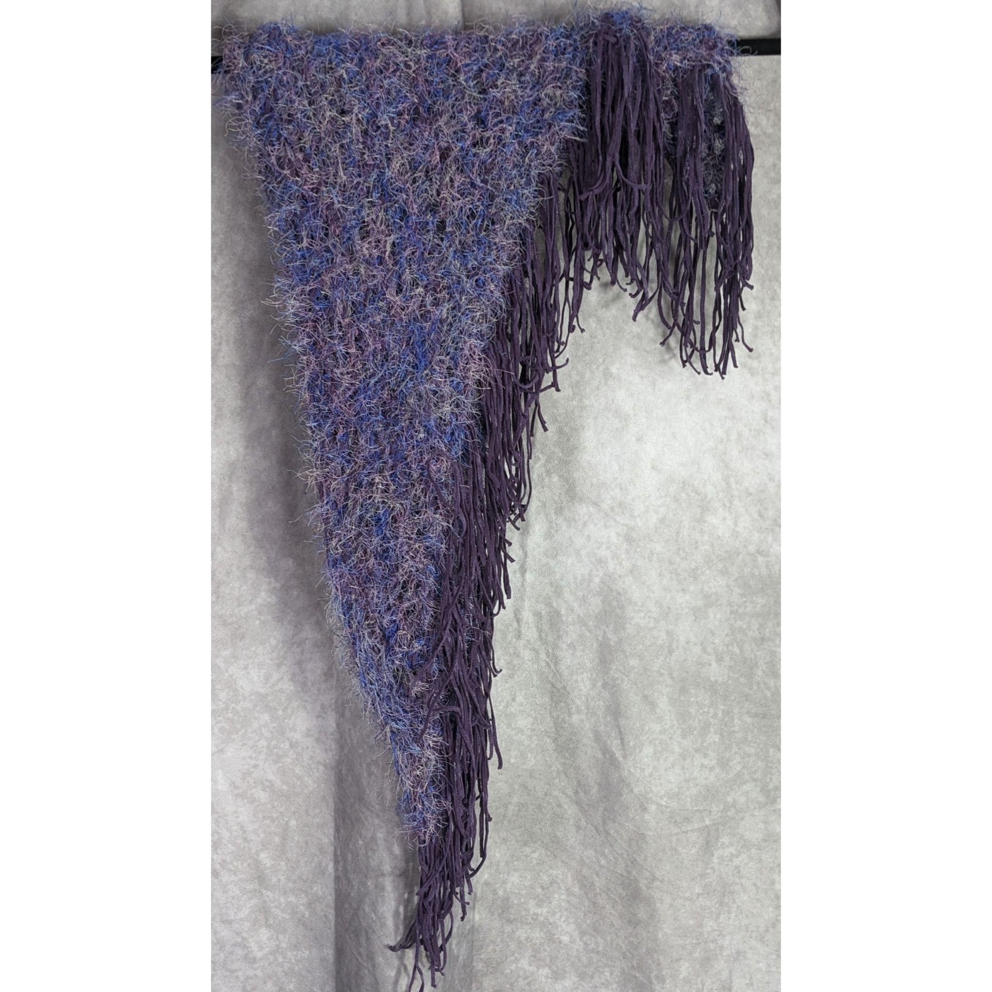 Handmade Whimsygoth Handmade Vintage Eyelash Yarn Triangle Shawl With Size ONE SIZE - 5 Thumbnail