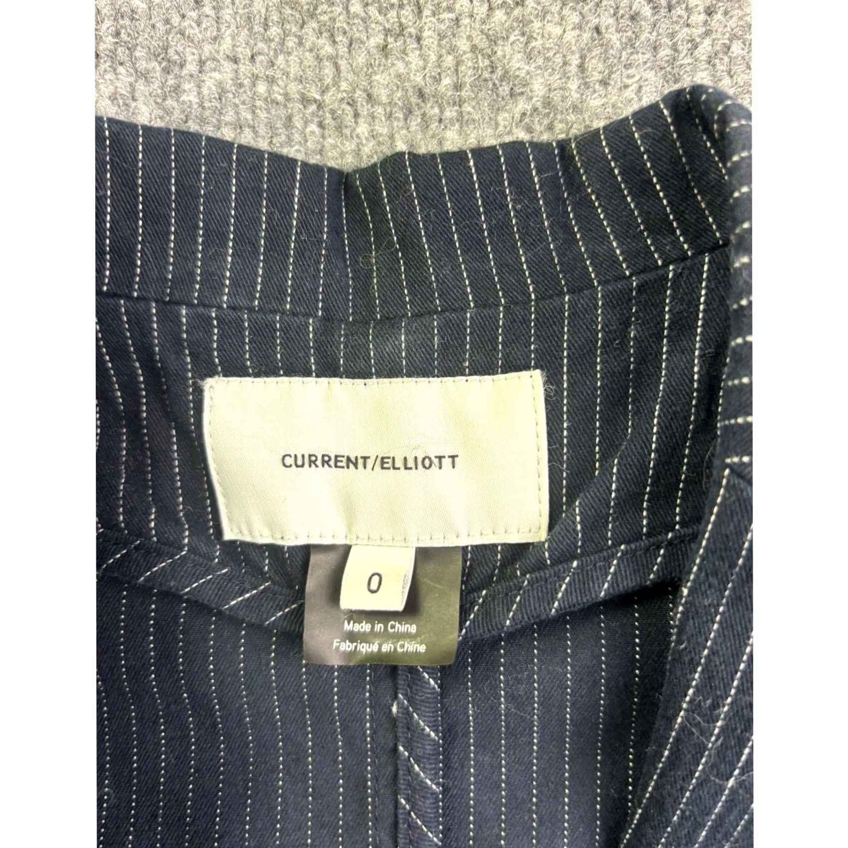 Vintage Current/Elliott Pinstripe Blazer Womens Size 0 Navy Blue Stretch Cotton Jacket Size XS / US 0-2 / IT 36-38 - 2 Thumbnail
