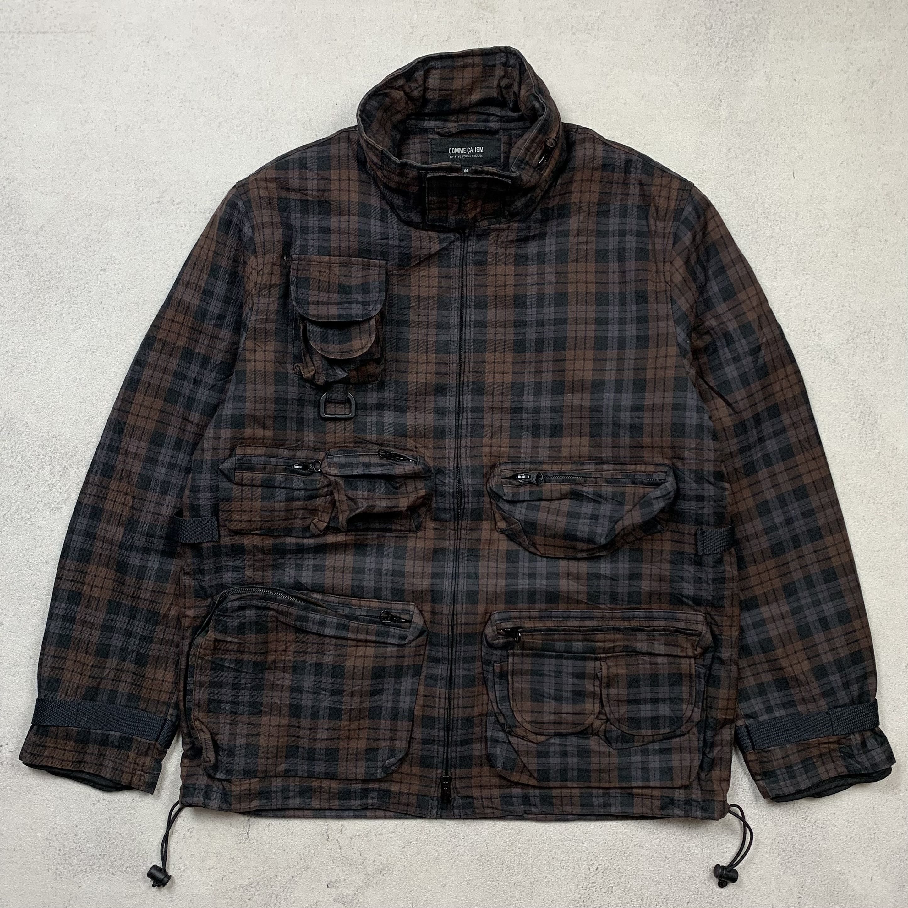 Comme Ca Ism Hunting Jacket Multi Pocket Plaid Utility