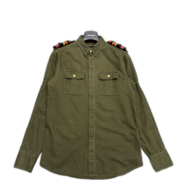 Balmain Balmain Army Green Denim Shirt-yf Size US M / EU 48-50 / 2 - 1 Thumbnail