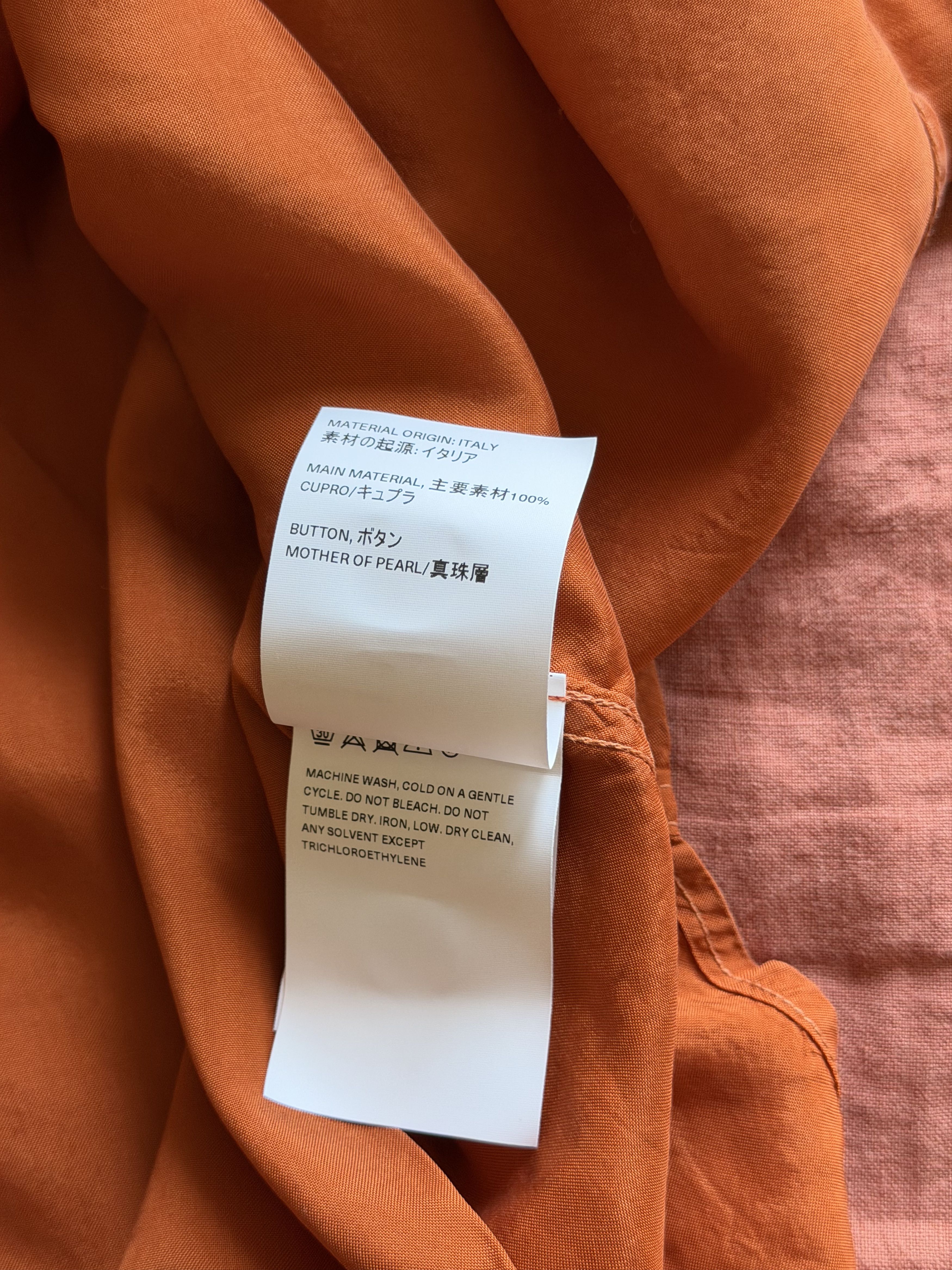 DENIM TEARS × Our Legacy Our Legacy Denim Tears Borrowed Shirt Las Vegas Orange Cupro Size US XL / EU 56 / 4 - 9 Thumbnail