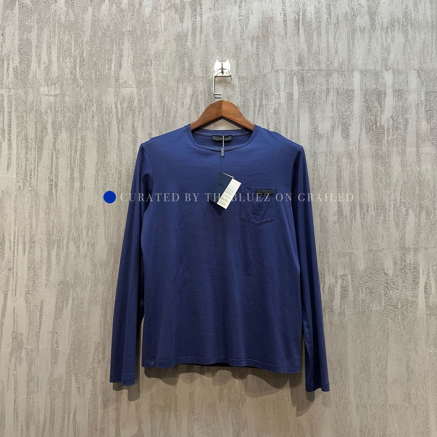 Prada Pocket Long Sleeve T-Shirt in Blue Size US S / EU 44-46 / 1 - 1 Thumbnail
