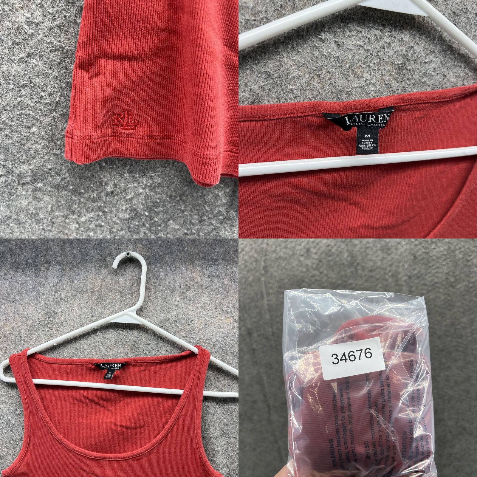Ralph Lauren Lauren Ralph Lauren Tank Top Womens Medium Red Ribbed Sleeveless Stretch Cotton Embroidered Logo Size M / US 6-8 / IT 42-44 - 8 Thumbnail