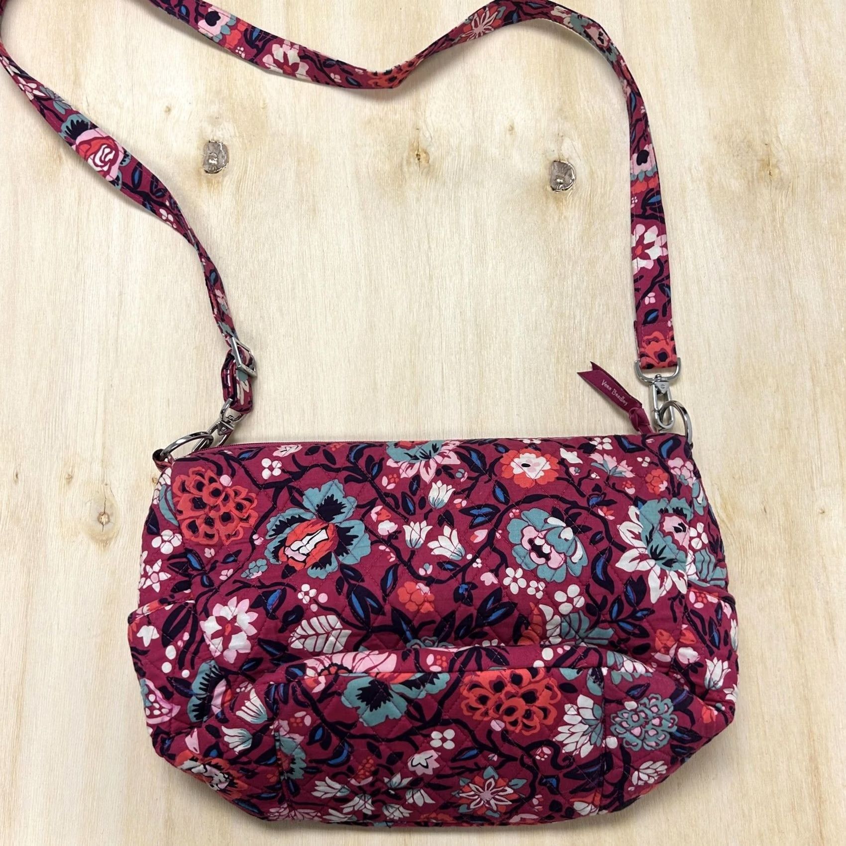 Vera Bradley Vera Bradley Crossbody Bag Womens Medium Pink Floral Quilted Cotton Zip Shoulder Size ONE SIZE - 3 Thumbnail