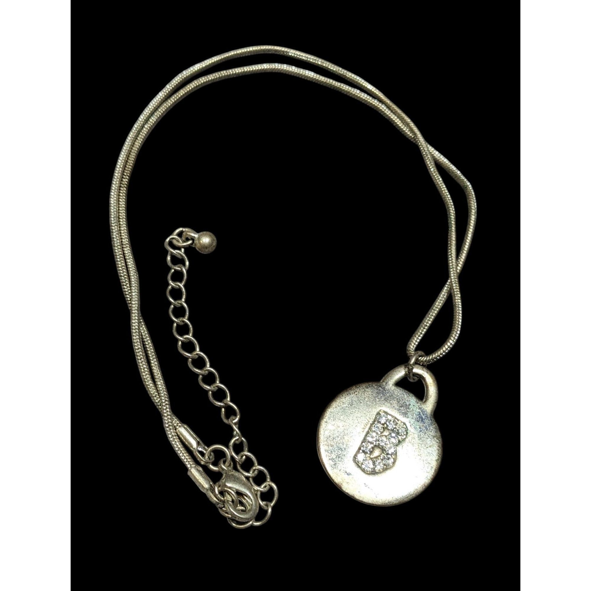 Other Pink Rhinestone Letter B Embellished Silver Tone Pendant Nec Size ONE SIZE - 1 Thumbnail