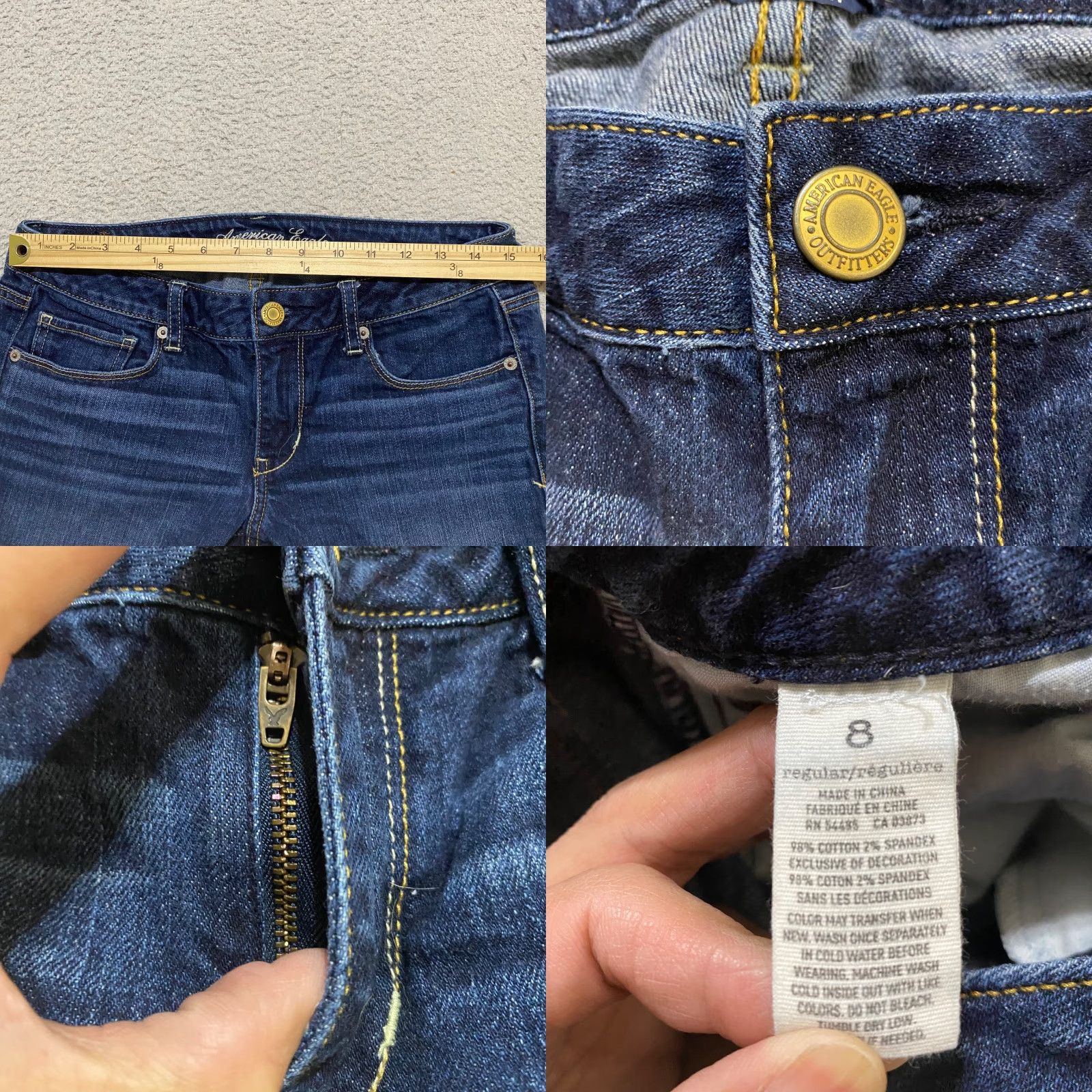 American Eagle Outfitters American Eagle Outfitters Jeans Women's 8 Blue Denim Dark Wash Skinny Low Rise 5-Pocket Stretch/Machine Washable Boys Girls Mens Womens Size 30" / US 8 / IT 44 - 8 Thumbnail
