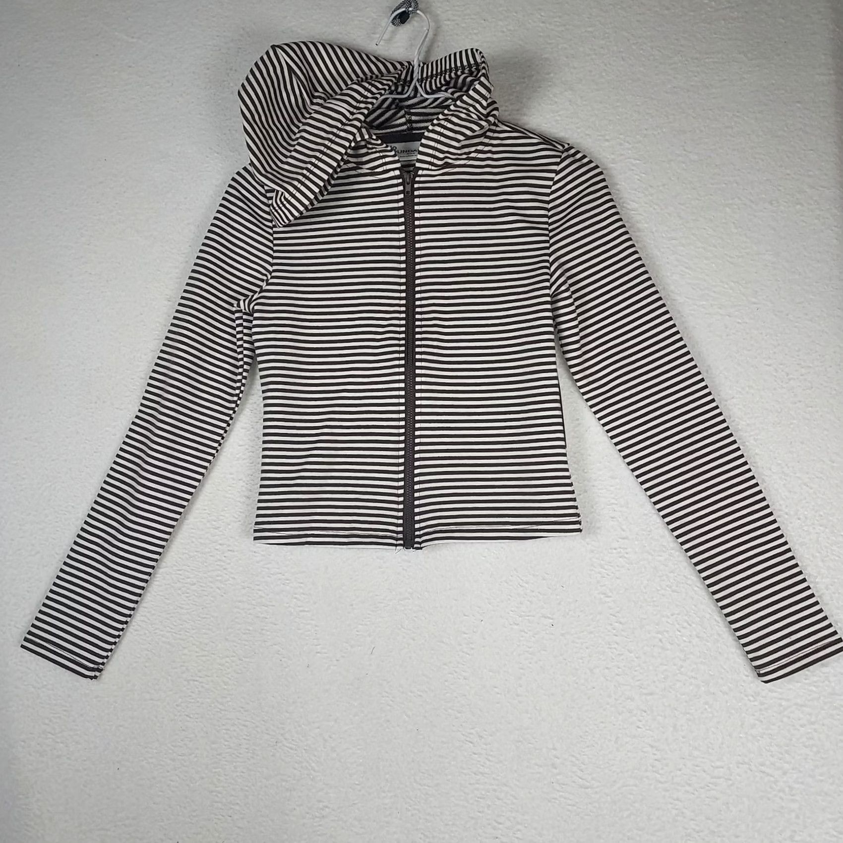 Vintage VINTAGE No Boundaries XS Brown White Striped Cropped Zip Up Hoodie Juniors Size XS / US 0-2 / IT 36-38 - 2 Thumbnail