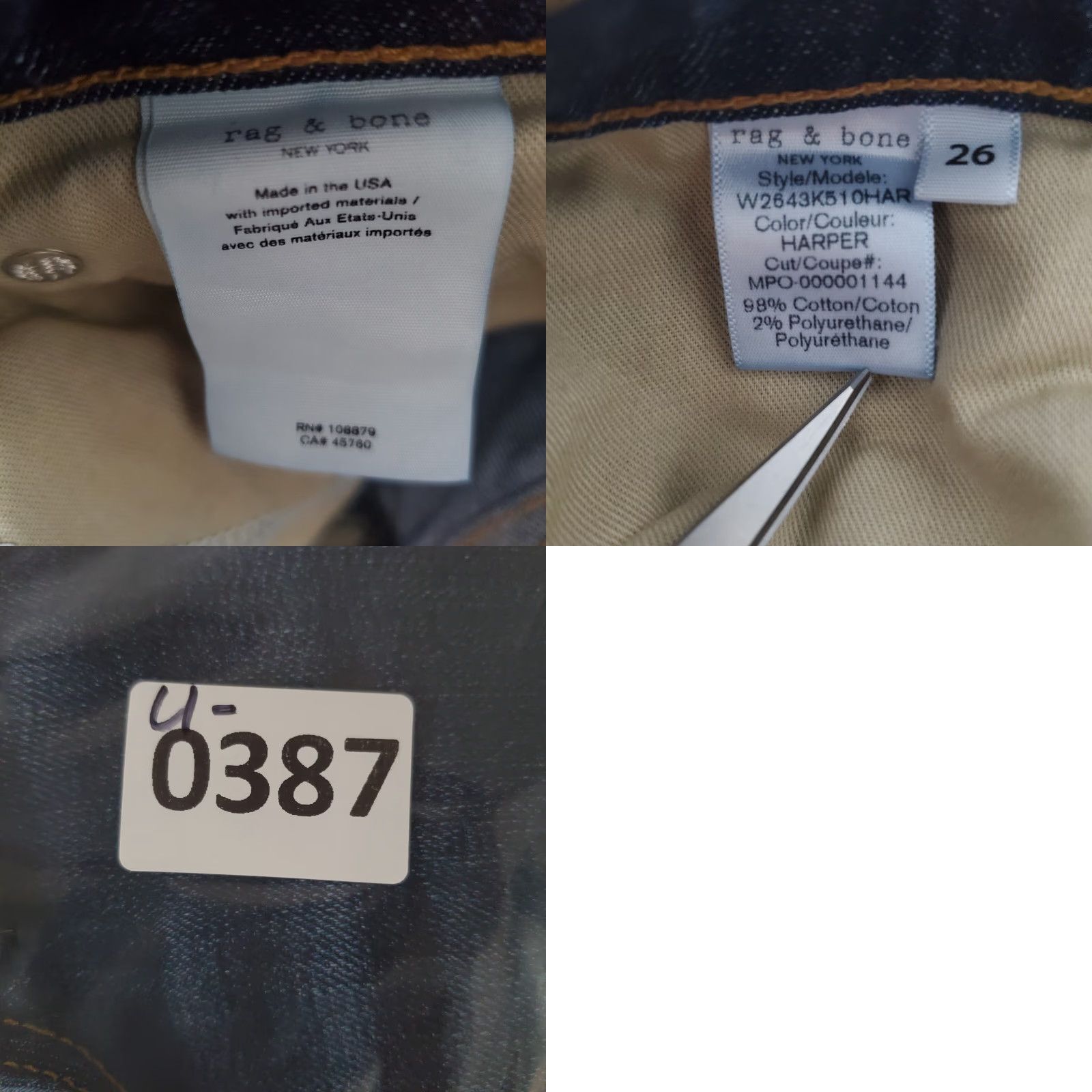 Rag & Bone VINTAGE Rag & Bone Jeans Women 26 Blue Dre Low Rise Slim Boyfriend Denim Distressed 29x29 5-Pocket Design Womens Size 26" / US 2 / IT 38 - 10 Thumbnail