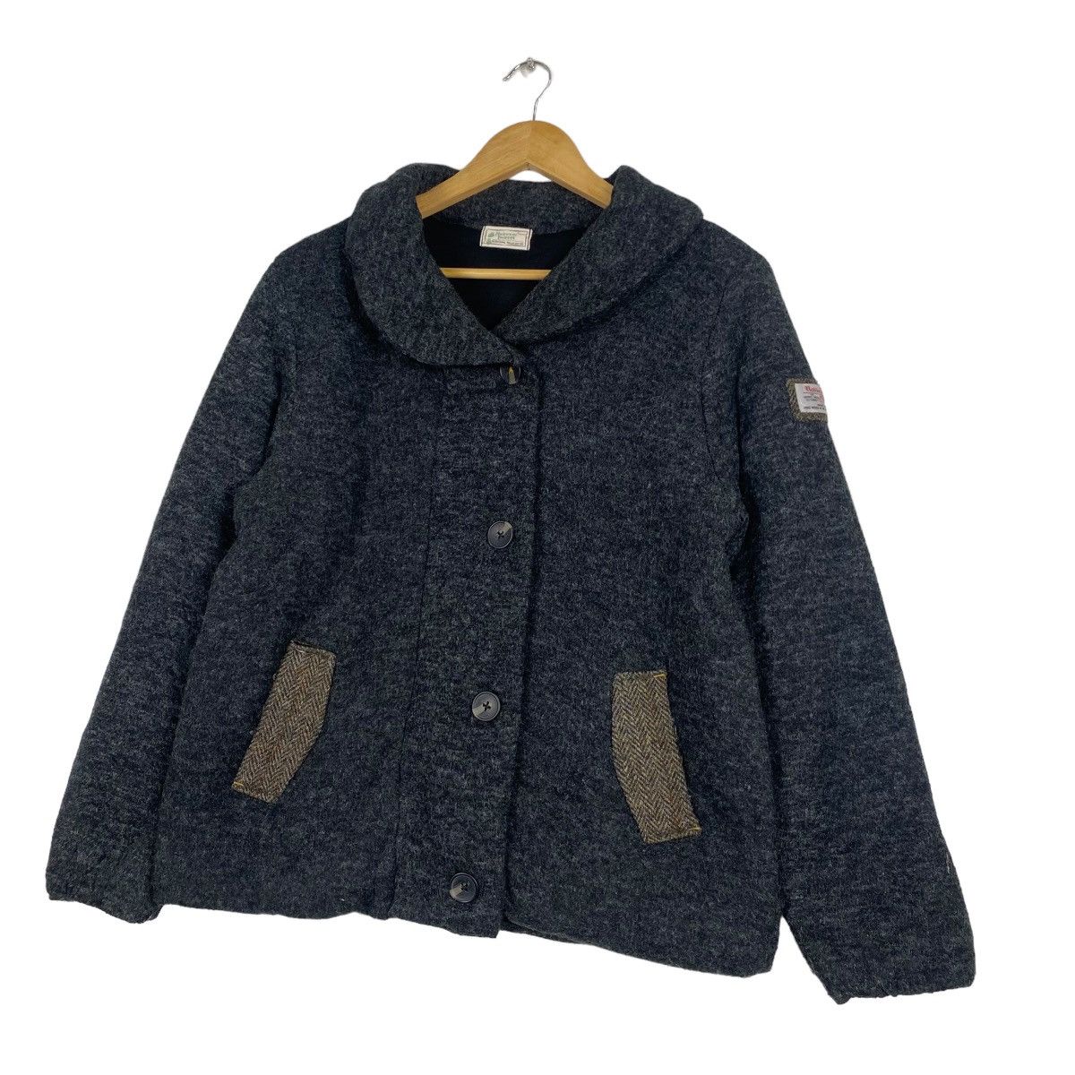 Harris Tweed × Japanese Brand Harris Tweed X Natural Paleete shawl collar wool jacket Size L / US 10 / IT 46 - 2 Thumbnail