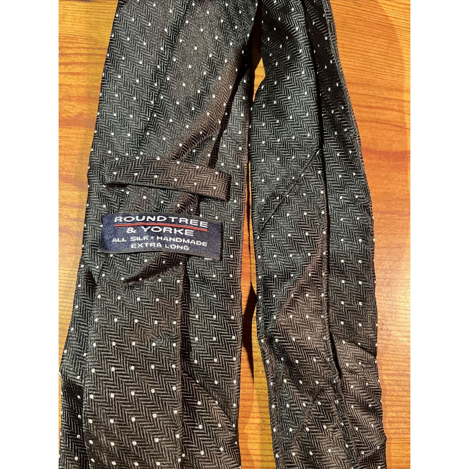 Roundtree & Yorke Roundtree Yorke Men’s Black White Dot Silk Geometric Necktie Size ONE SIZE - 5 Thumbnail