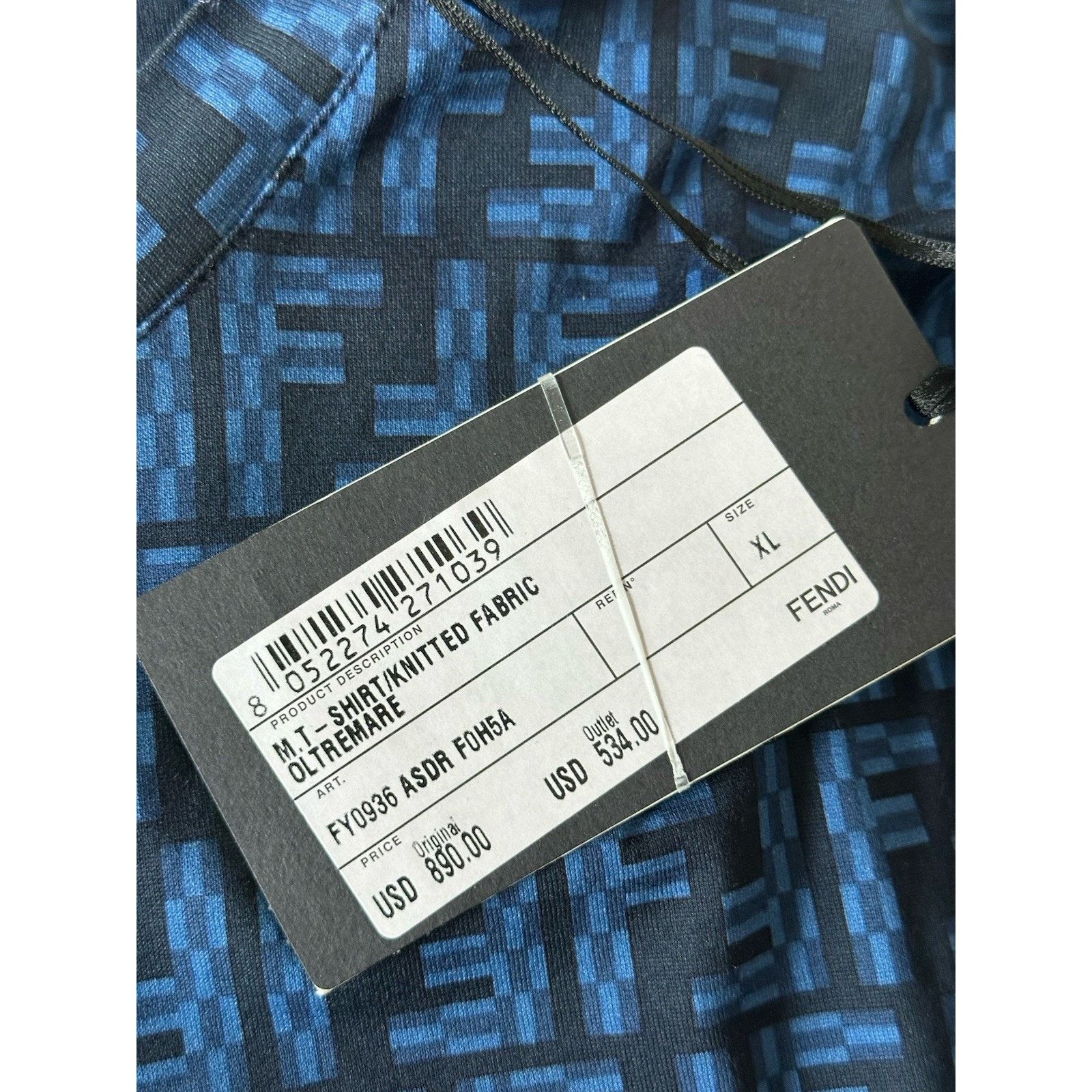 Fendi Fendi FF Logo Print Blue Cotton Jersey T-Shirt XL FY0936 IT Size US XL / EU 56 / 4 - 10 Thumbnail