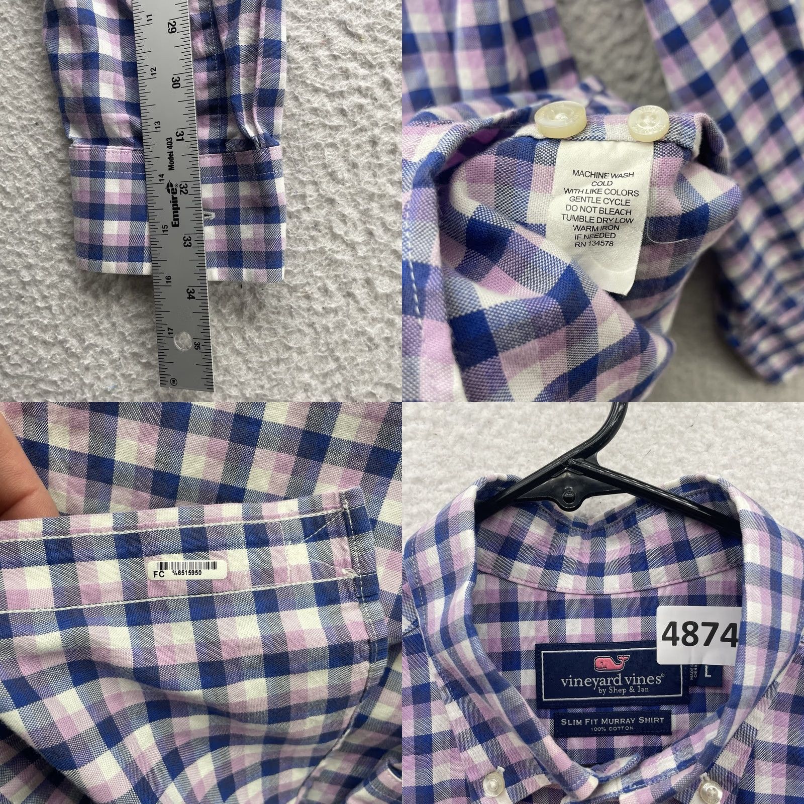 Vineyard Vines Vineyard Vines Murray Shirt Mens L Slim Fit Plaid Purple Blue Check - Button-Up, Long Sleeve, Preppy Pattern, Multicolor, Cotton, Regular, Classic Fit Size US L / EU 52-54 / 3 - 8 Thumbnail