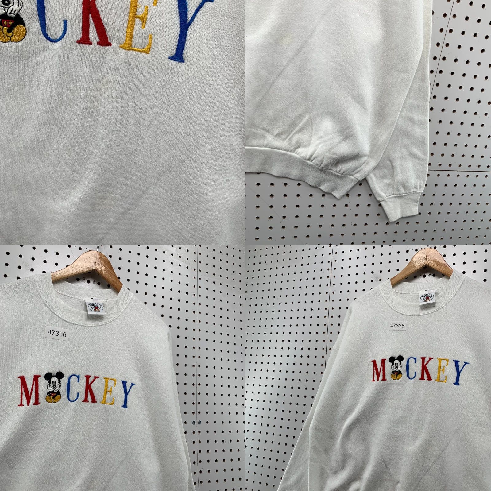 Disney VINTAGE Disney Mickey Co Sweatshirt Mens XL White Fleece Embroidered USA Size US XL / EU 56 / 4 - 8 Thumbnail