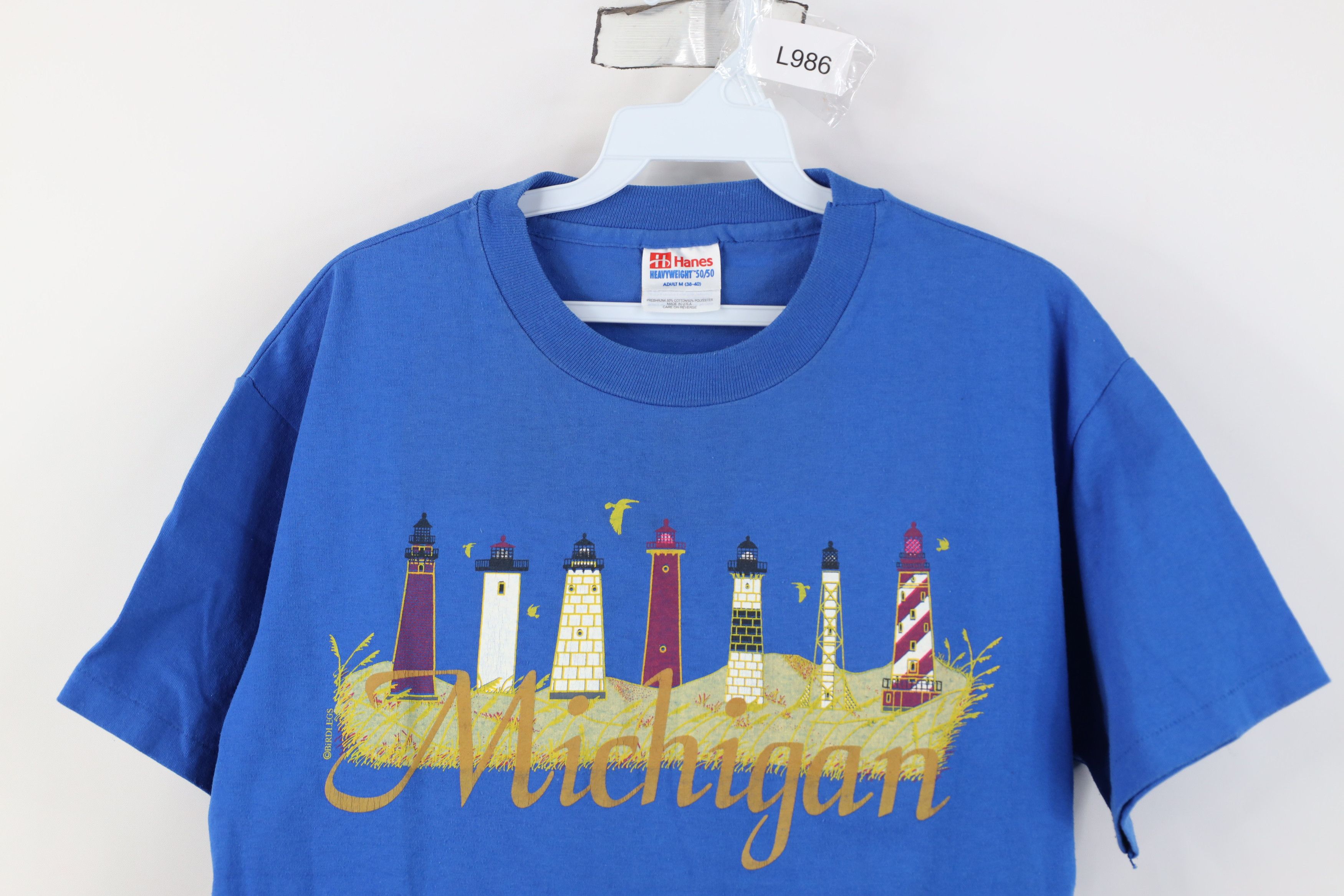 Vintage Vintage 90s Streetwear Lighthouses T-Shirt Royal Blue USA Size US M / EU 48-50 / 2 - 2 Thumbnail