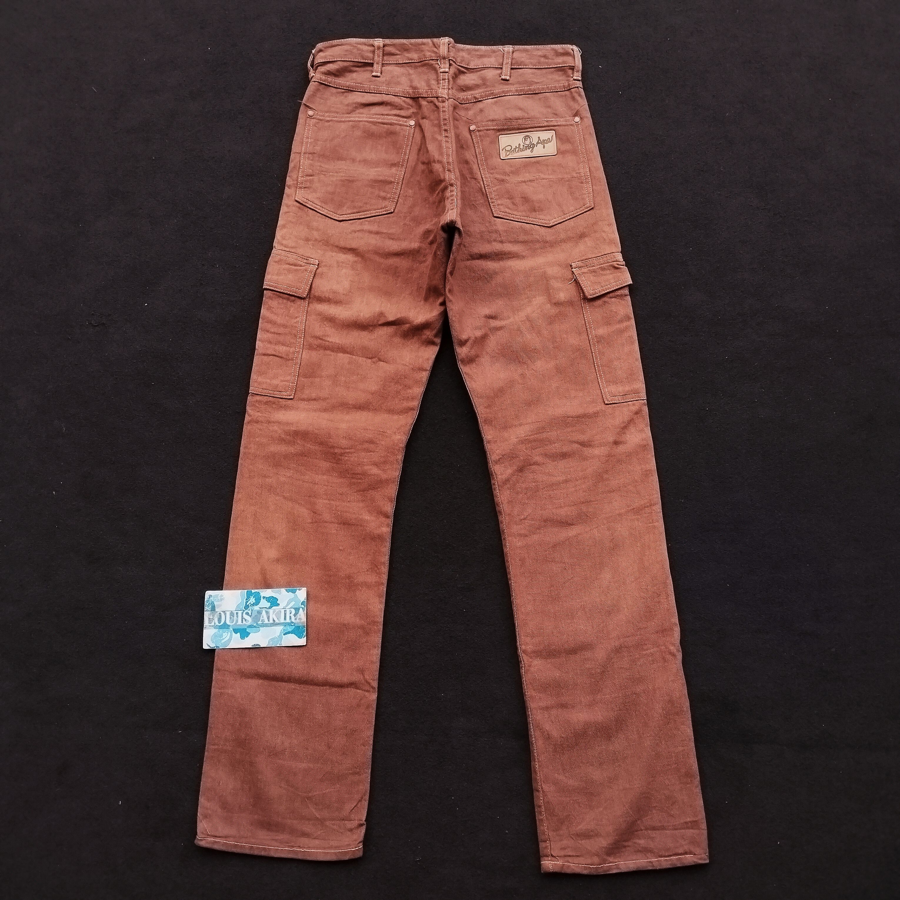 Bape Vintage Bape Cargo Patch Leather Denim Pants Size US 32 / EU 48 - 1 Thumbnail
