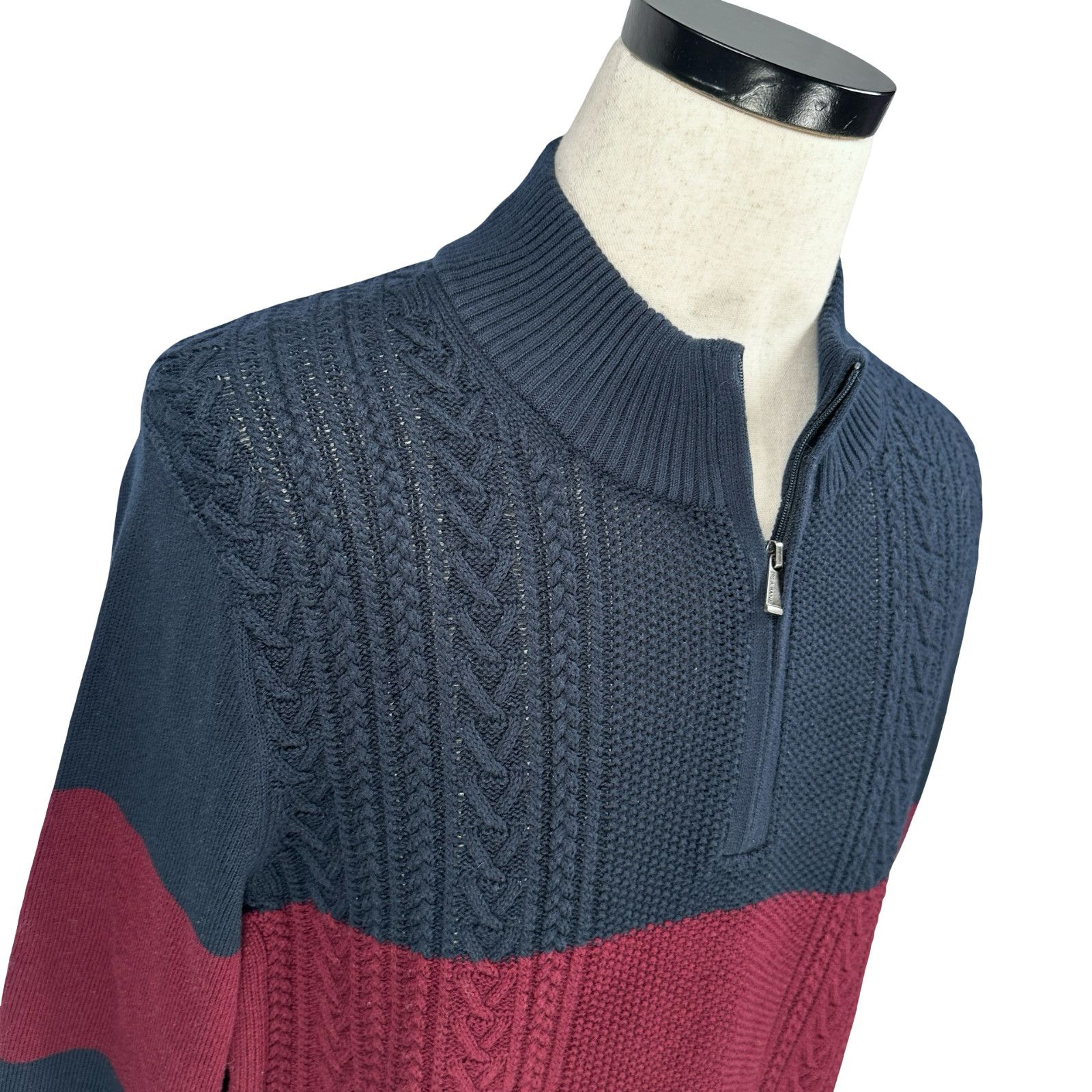 Jos. A. Bank Jos. A. Bank Sweater Men XXL Blue Maroon Cable Knit Tailored Size US XXL / EU 58 / 5 - 2 Thumbnail