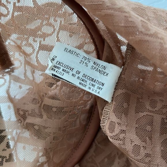 Dior RARE Dior Vintage Kardashian Nude Sheer Monogram Bodysuit 50 Size ONE SIZE - 14 Thumbnail