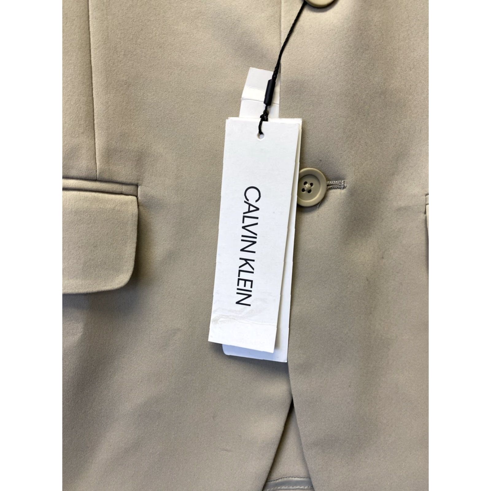 Calvin Klein Calvin Klein Blazer Mens 38 Beige Khaki Notch Lapel Single-Breasted 2-Button Regular Fit NWT/12039 Wool? Polyester/Cotton Size 38R - 2 Thumbnail