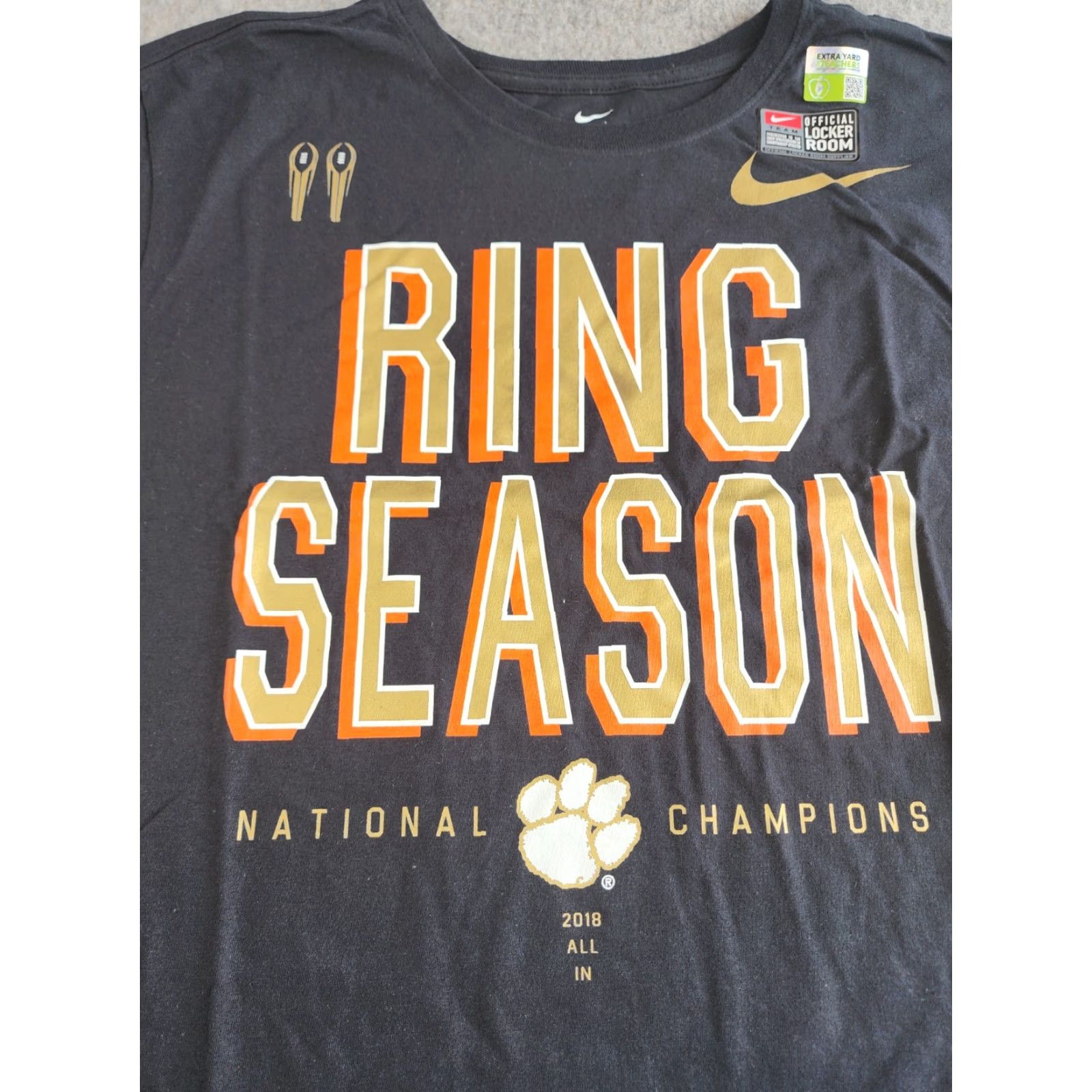 Nike Nike Clemson Tigers Ring Season Shirt XL Black Sports Tee Short Sleeve Men Size US XL / EU 56 / 4 - 2 Thumbnail