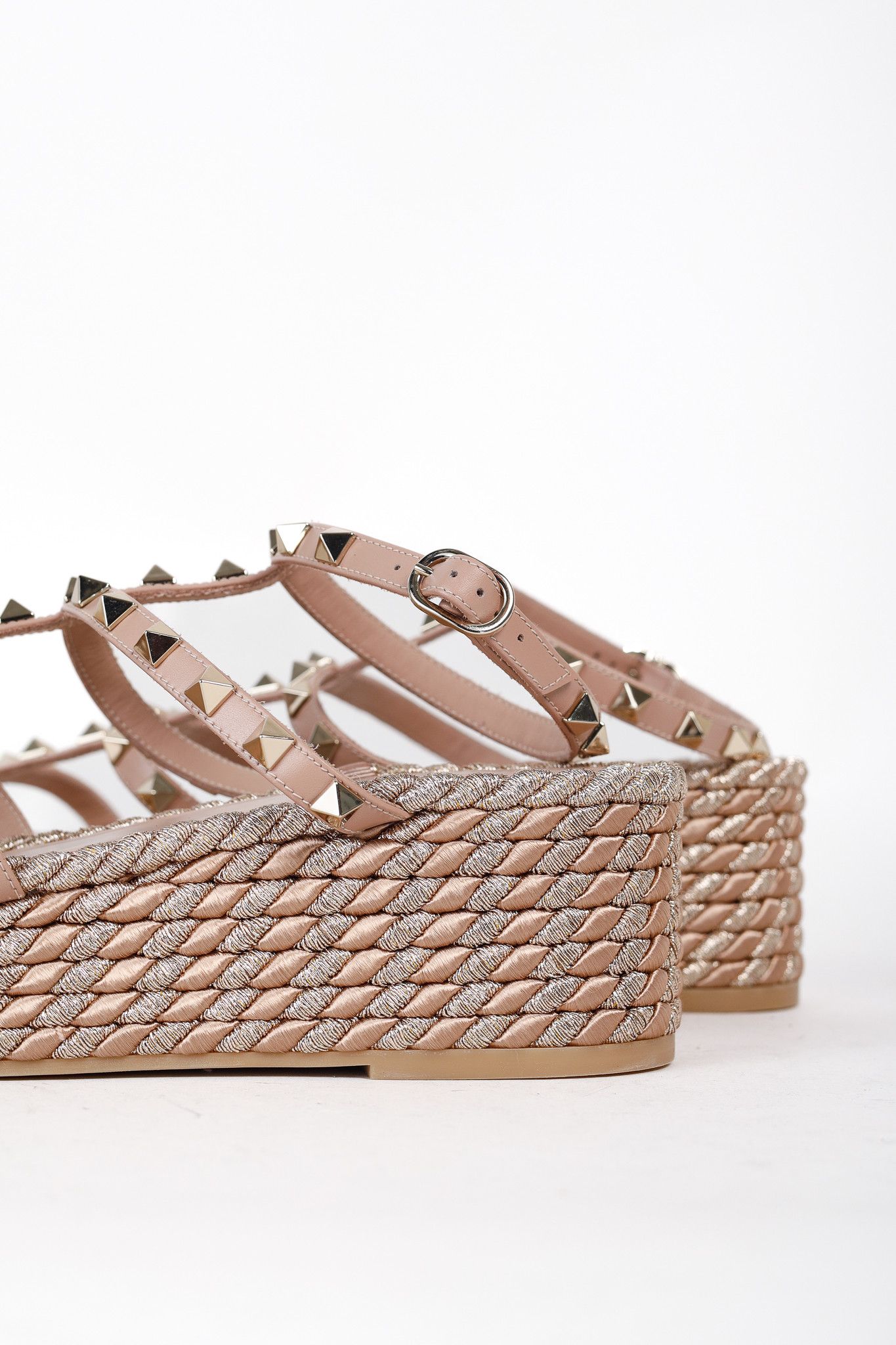 Valentino Valentino Garavani Rockstud Double Espadrille Wedge Sandals Size US 10.5 / IT 40.5 - 8 Thumbnail