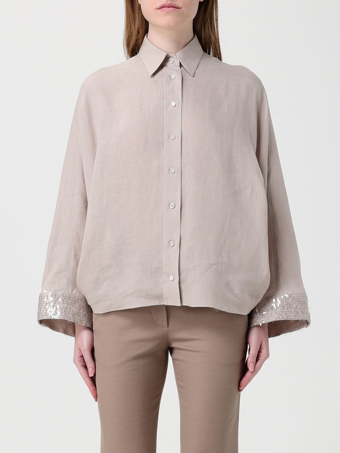 Brunello Cucinelli Brunello Cucinelli Shirt Woman Beige Size M / US 6-8 / IT 42-44 - 1 Thumbnail