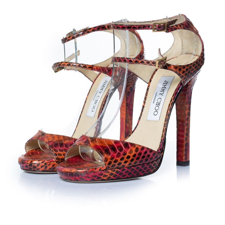 Jimmy Choo Jimmy Choo, Python sandal in orange and pink Size US 6 / IT 36 - 1 Thumbnail