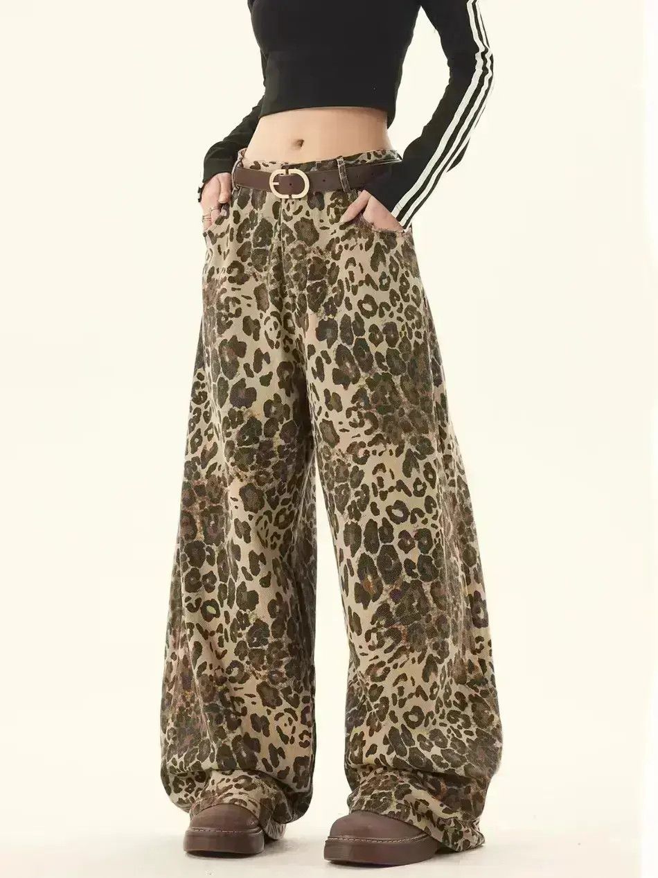 Japanese Brand Street Vintage Loose Wide Leg Leopard Print Street Pants Size US 32 / EU 48 - 1 Thumbnail