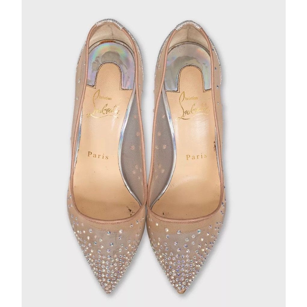 Christian Louboutin Christian Louboutin Beige Crystal Mesh Pumps - Size 37.5 Size US 7.5 / IT 37.5 - 2 Thumbnail