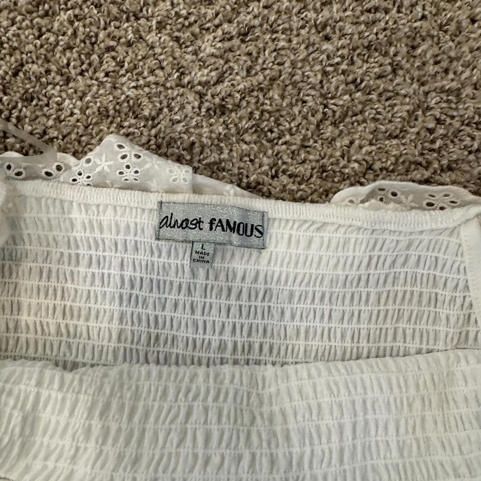 Almost Famous Girls Large Almost Famous White Ruffle Off-Shoulder Dress Size L / US 10 / IT 46 - 3 Thumbnail