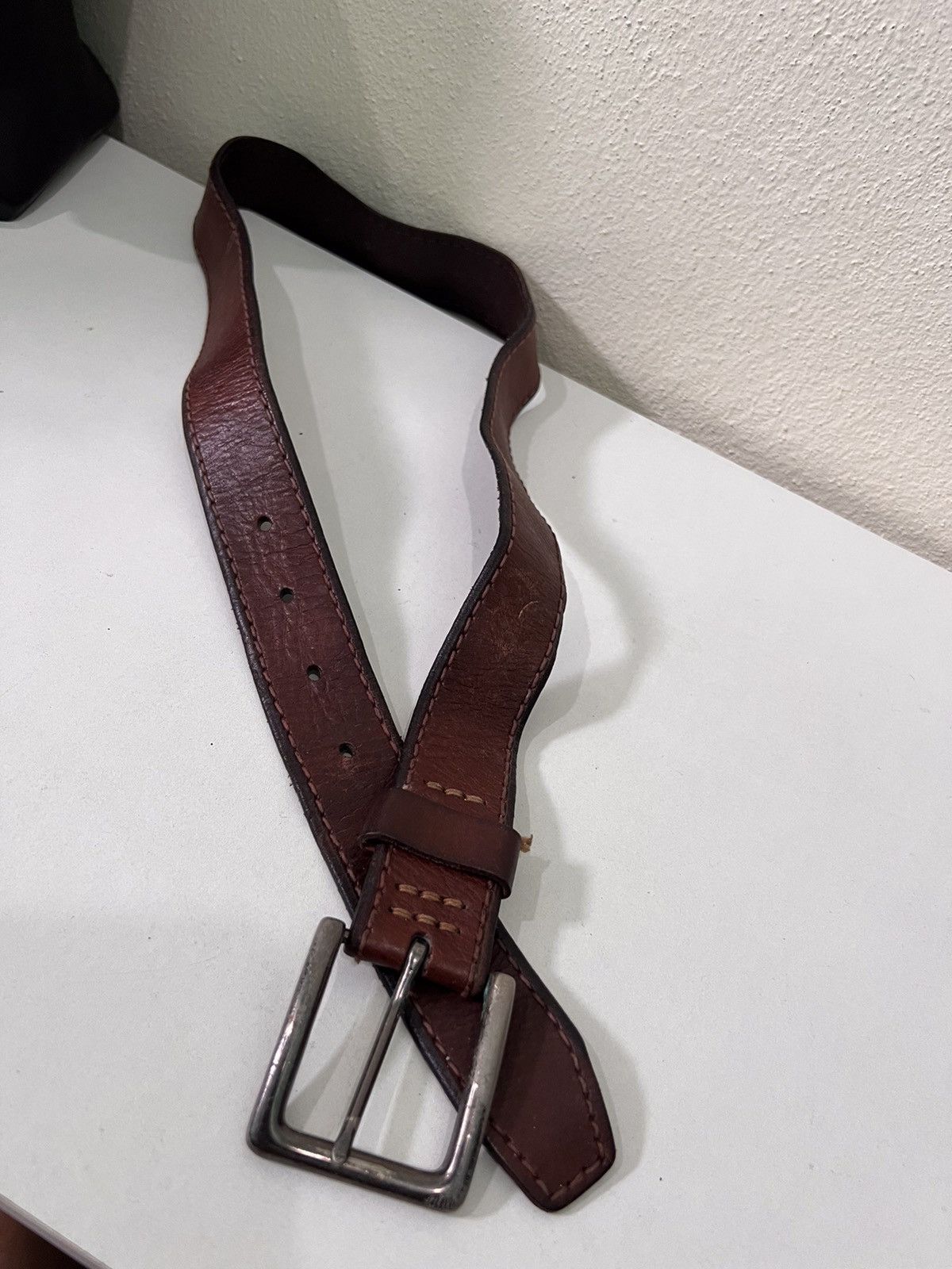 Genuine Leather Vintage Genuine Leather Buckle Belt Size ONE SIZE - 6 Thumbnail