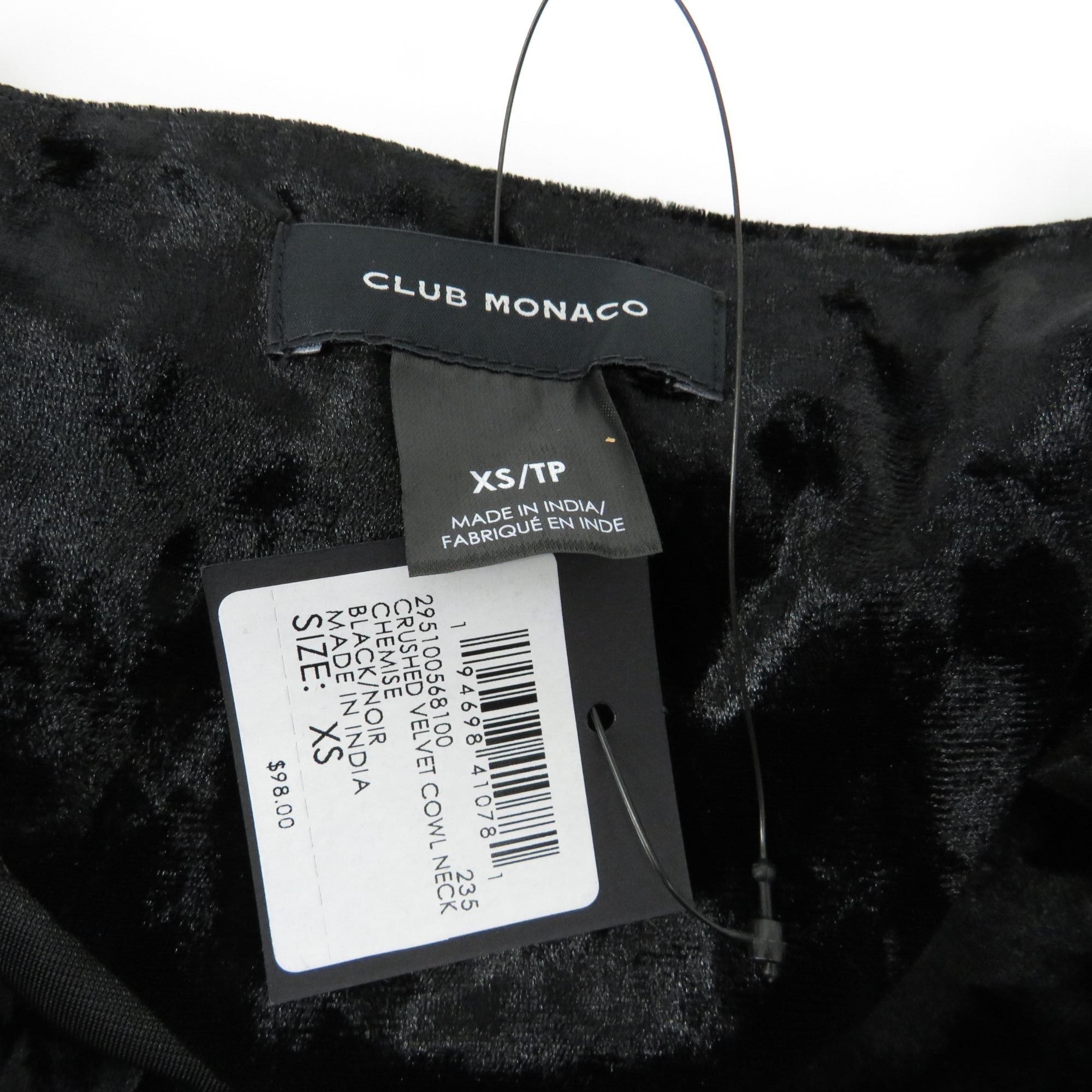 Club Monaco Club Monaco Crushed Velvet Cowl Neck Chemise Black XS Adjust Size XS / US 0-2 / IT 36-38 - 3 Thumbnail