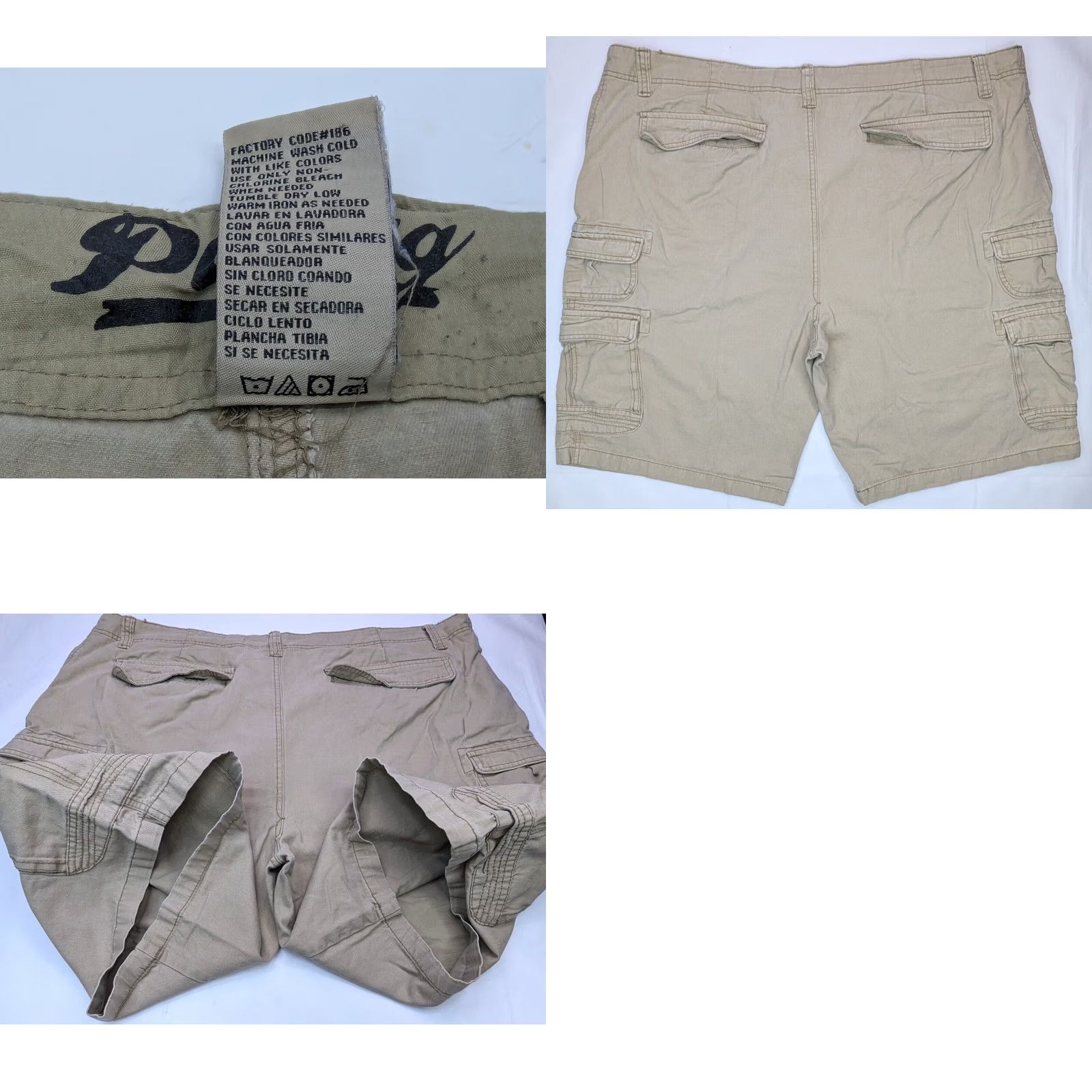 Vintage PLUGG Cargo Shorts Men 48 Beige Cotton Multi-Pocket Inseam 12 in Utility Hiking Pocketed Shorts Regular Mens Size US 32 / EU 48 - 8 Thumbnail