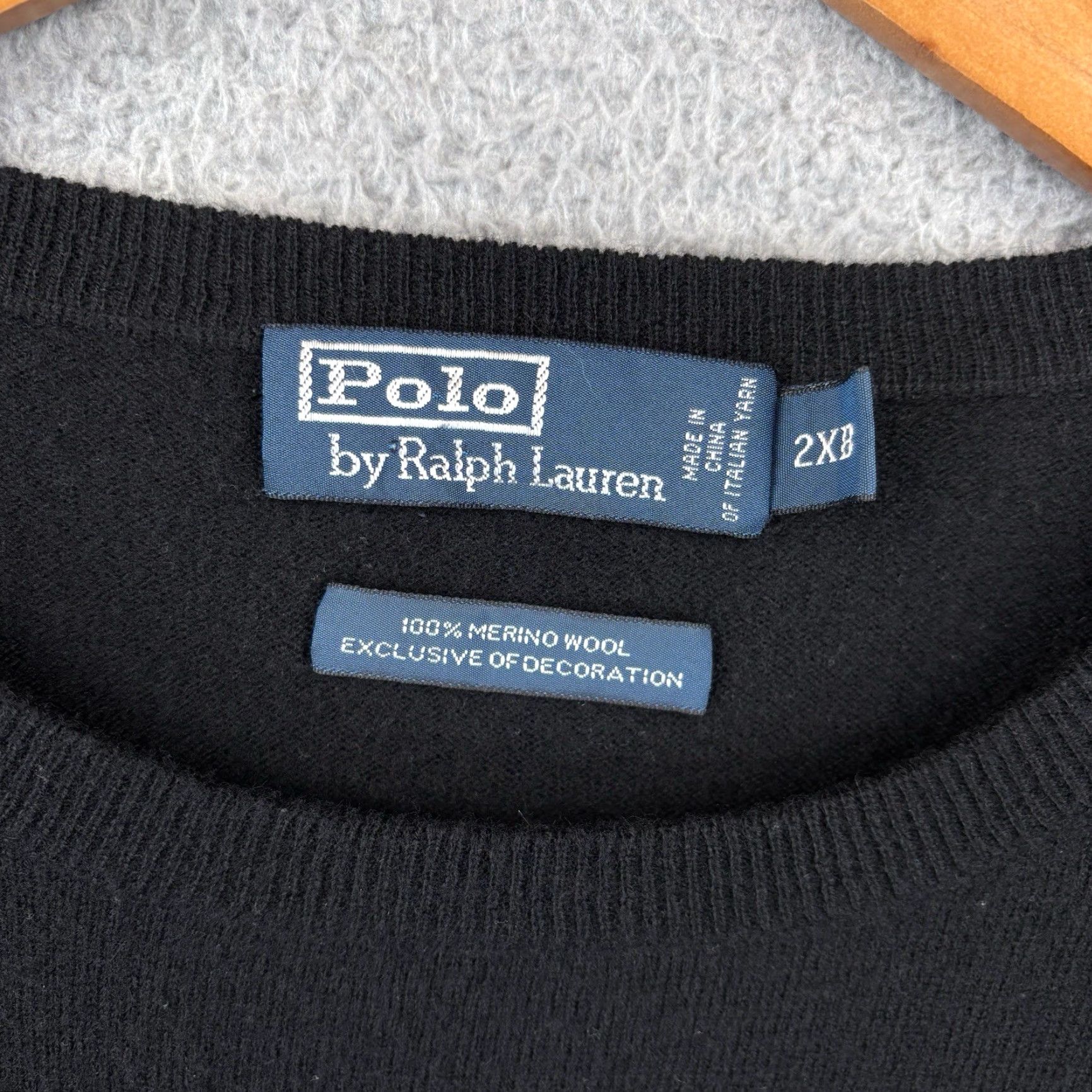 Polo Ralph Lauren Polo Ralph Lauren Sweater Mens Big 2XB Black Merino Wool Pullover Crew Neck Pony Size US XXL / EU 58 / 5 - 3 Thumbnail