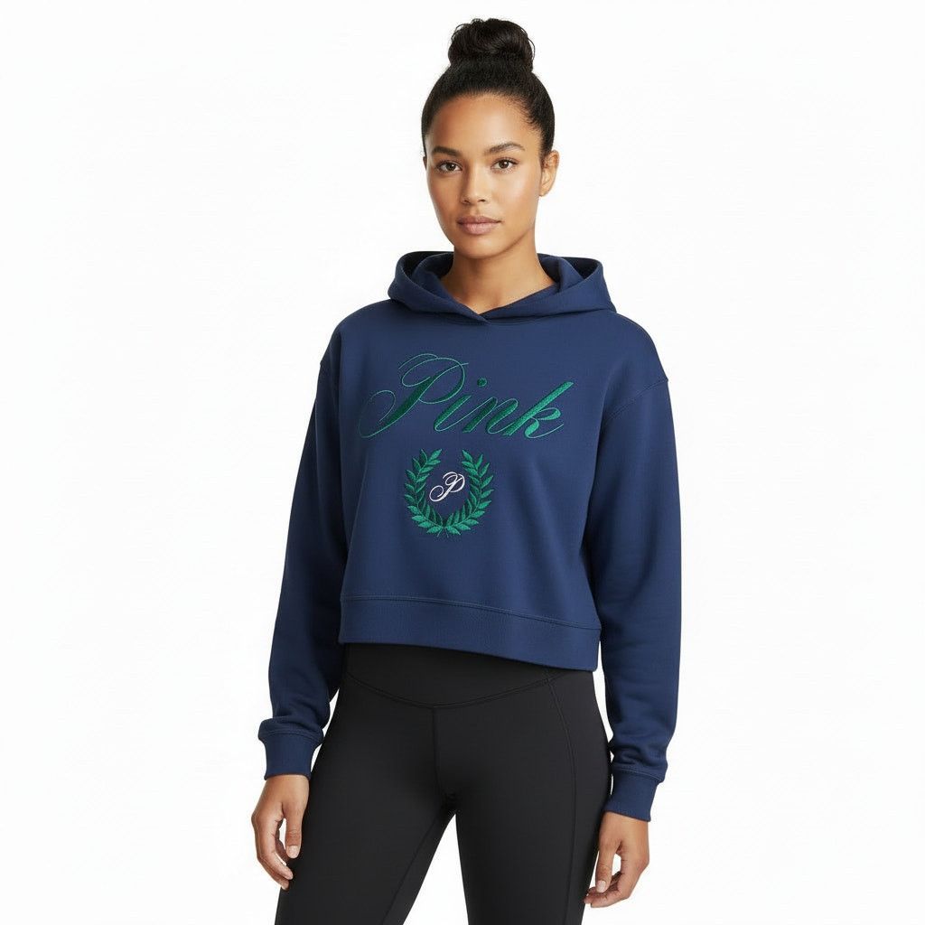 Victoria's Secret Victoria's Secret Pink Navy Fleece Cropped Hoodie, XS Size XS / US 0-2 / IT 36-38 - 5 Thumbnail