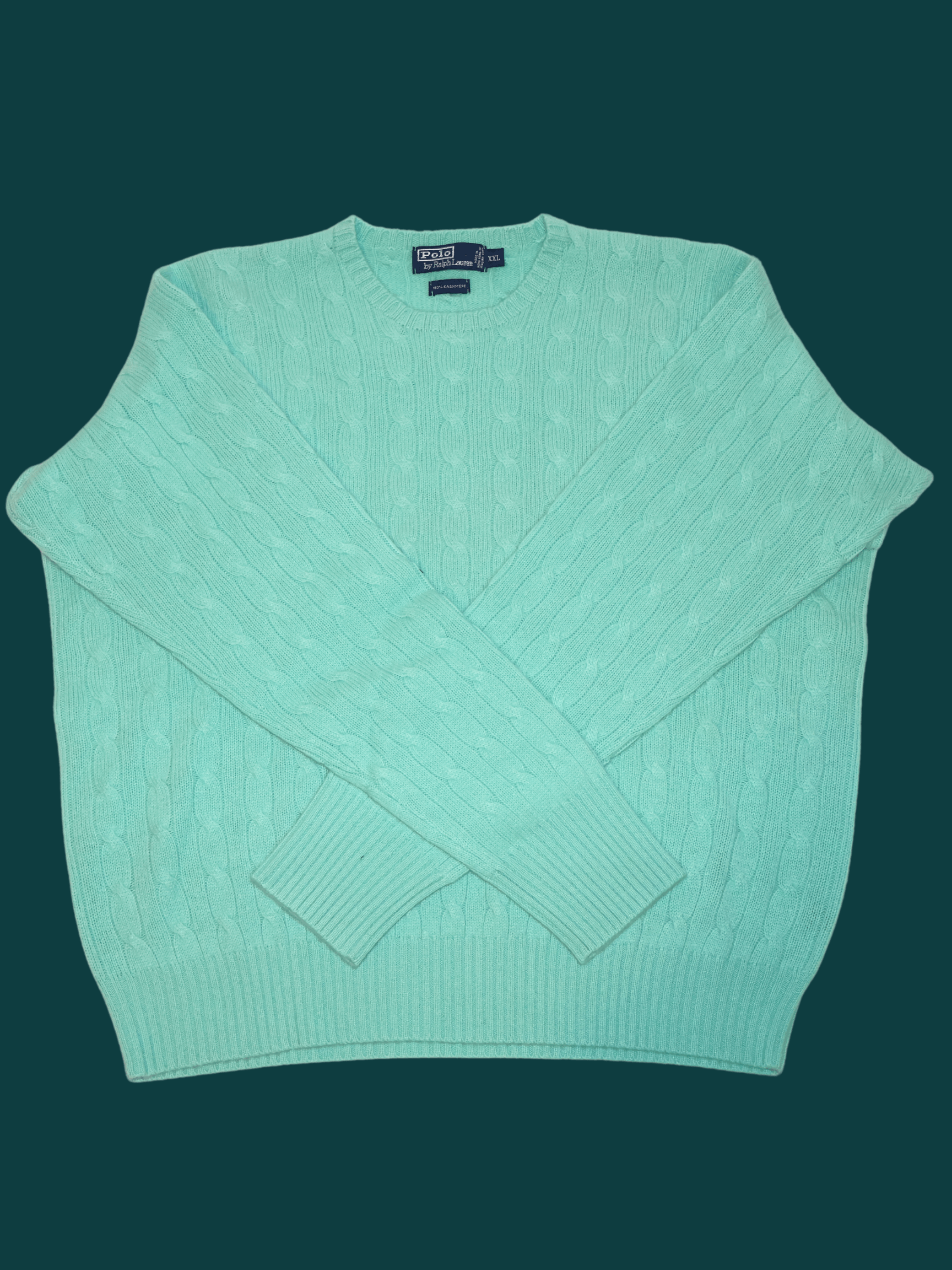 image of Polo Ralph Lauren Polo By Ralph Laurent 100% Cashmere Crewneck ($395 Retail) in Teal/Tiffany Blue (