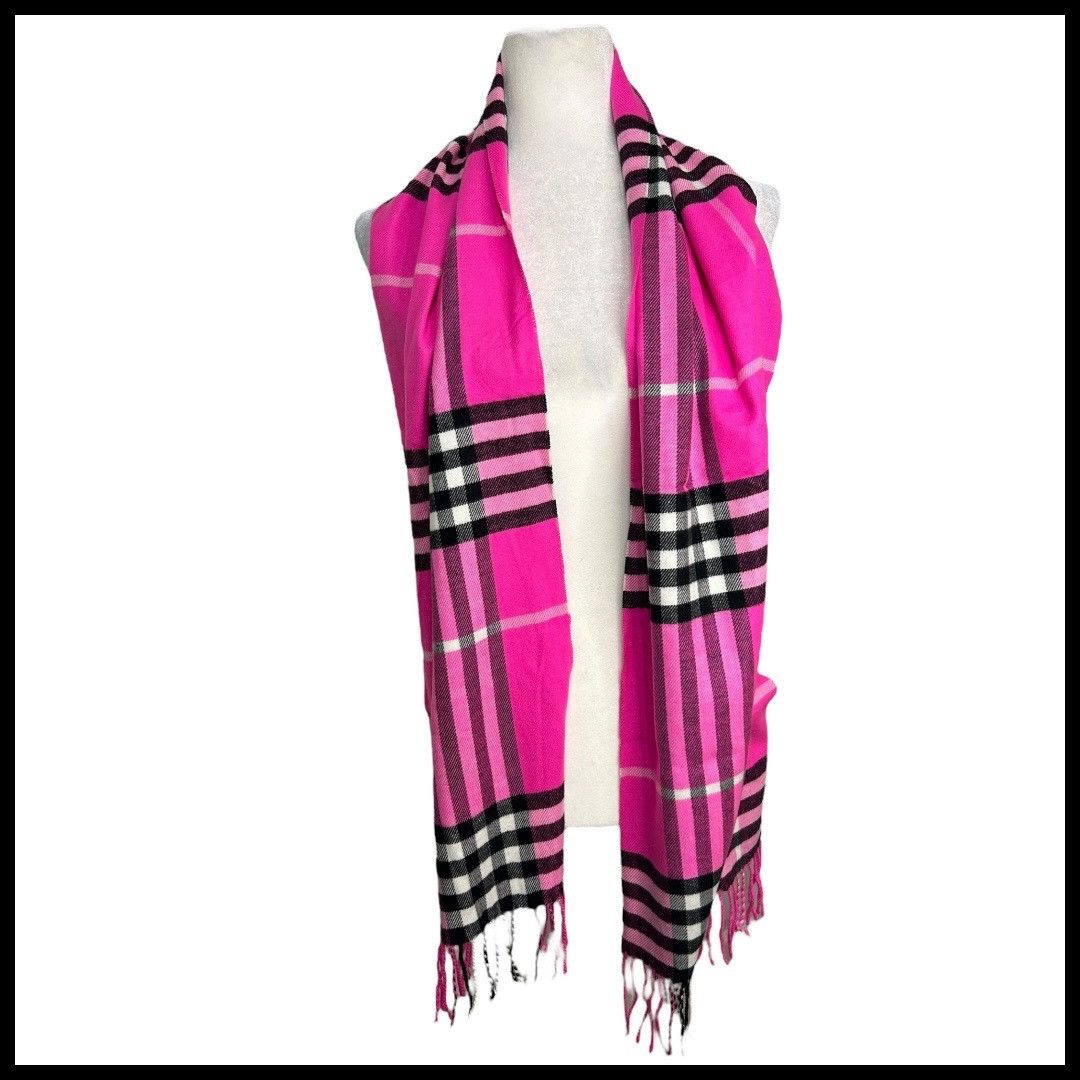 Other Set of 2- Italy Design Scarf Blue / Pink Cashmere Feel Plaid Size ONE SIZE - 2 Thumbnail
