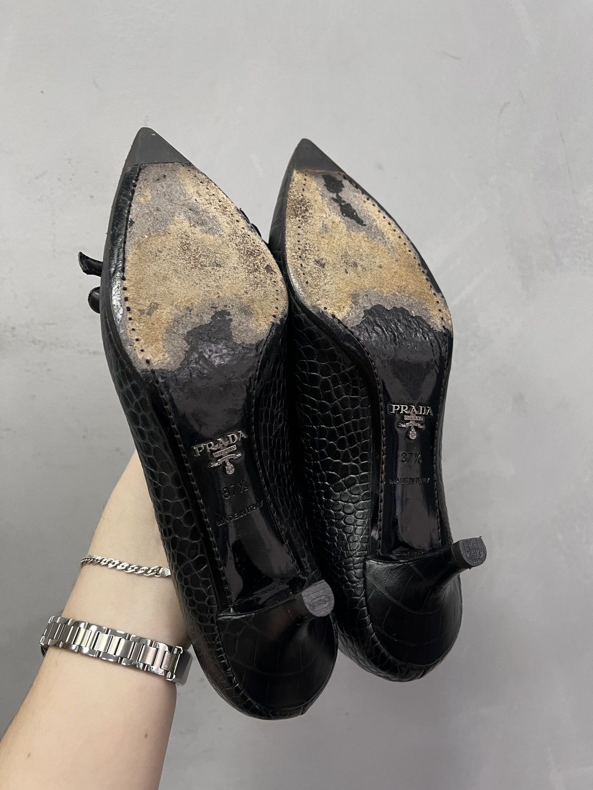 Prada Prada crocodile Leather Heels Women’s 37.5 vintage y2k Size US 7.5 / IT 37.5 - 8 Thumbnail