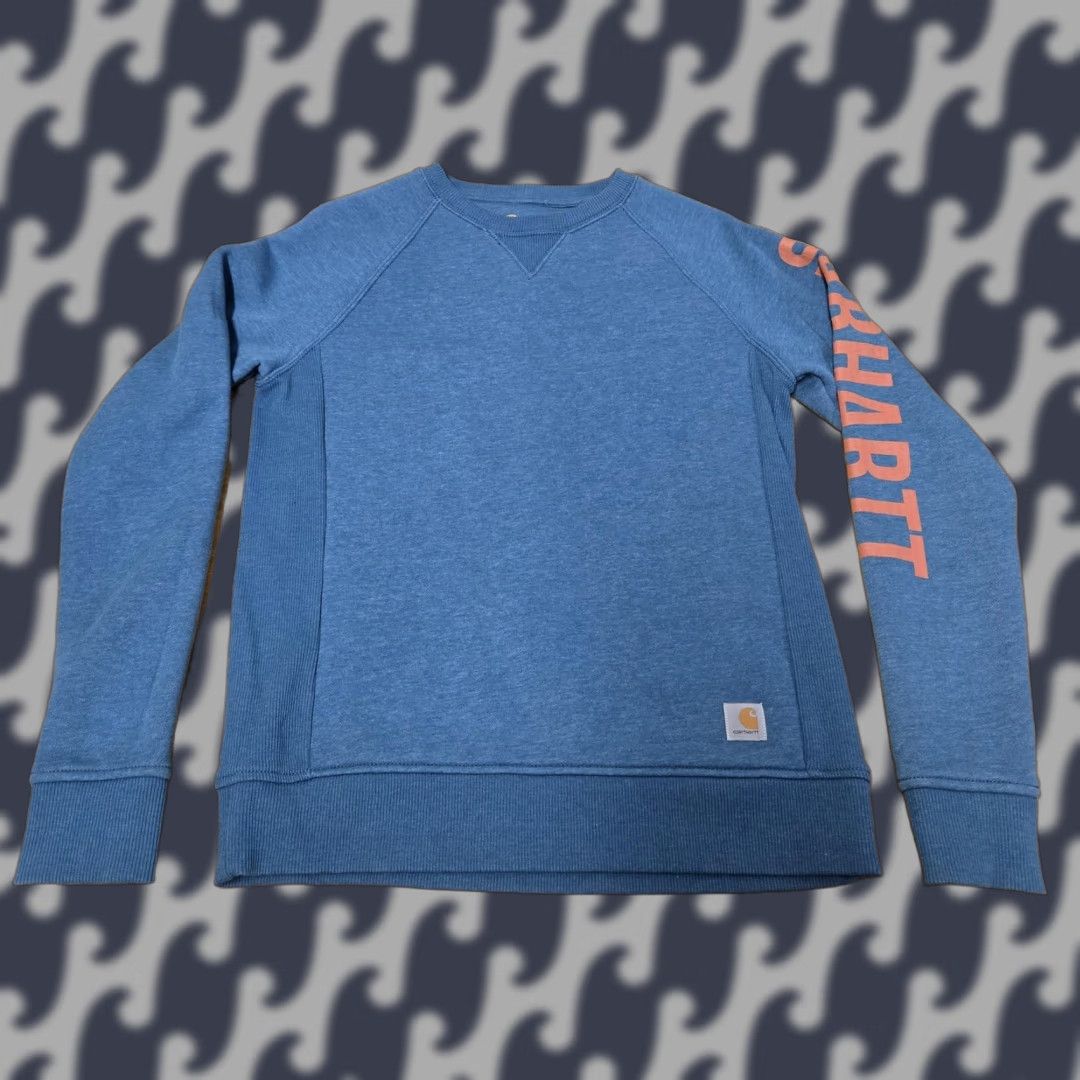 Carhartt VINTAGE Carhartt Sweatshirt Womens XS Blue Crewneck Relaxed Fit Raglan Patch Sleeve Logo Patch Size XS / US 0-2 / IT 36-38 - 1 Thumbnail