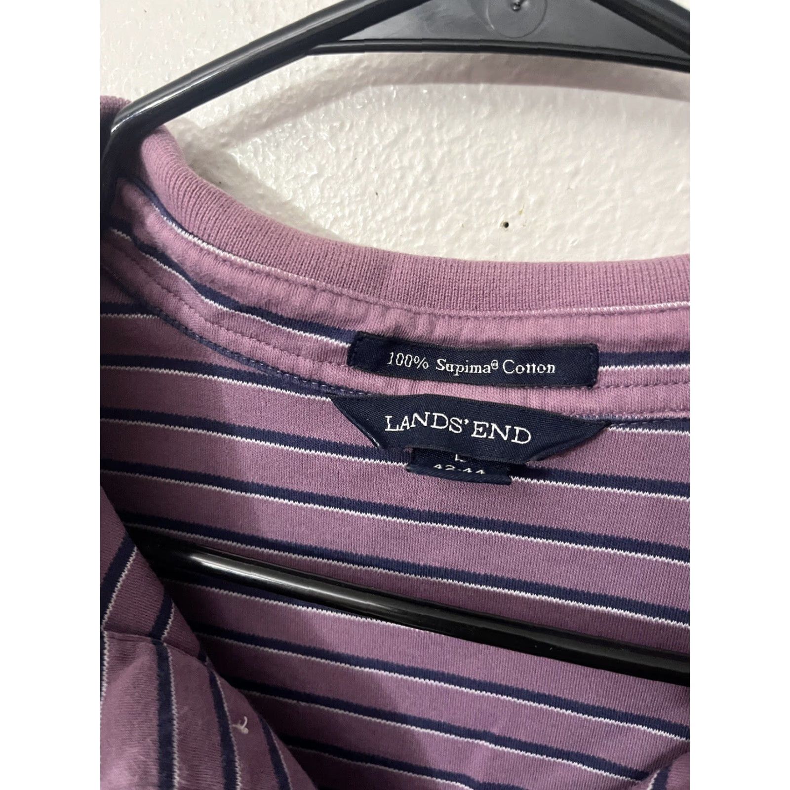 Lands' End Lands' End Polo Shirt Mens Large Short Sleeve Purple Stripe Supima Cotton Polo Shirt Men L Purple Stripe Striped Casual Golf Preppy Size US L / EU 52-54 / 3 - 3 Thumbnail