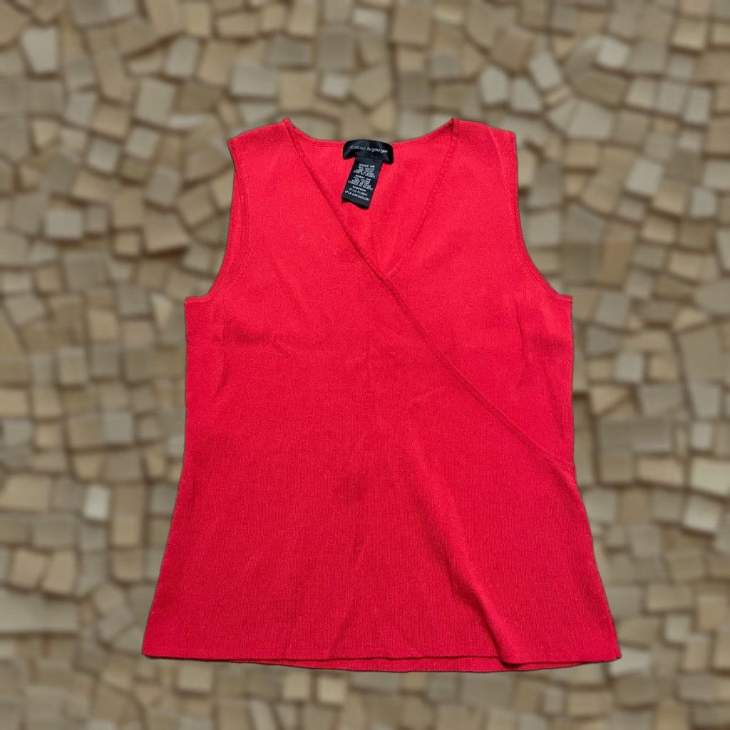 Vintage Cable & Gauge Tank Top Women M Red V-Neck Sleeveless Shirt Casual Basic Modern 90s? Size M / US 6-8 / IT 42-44 - 1 Thumbnail