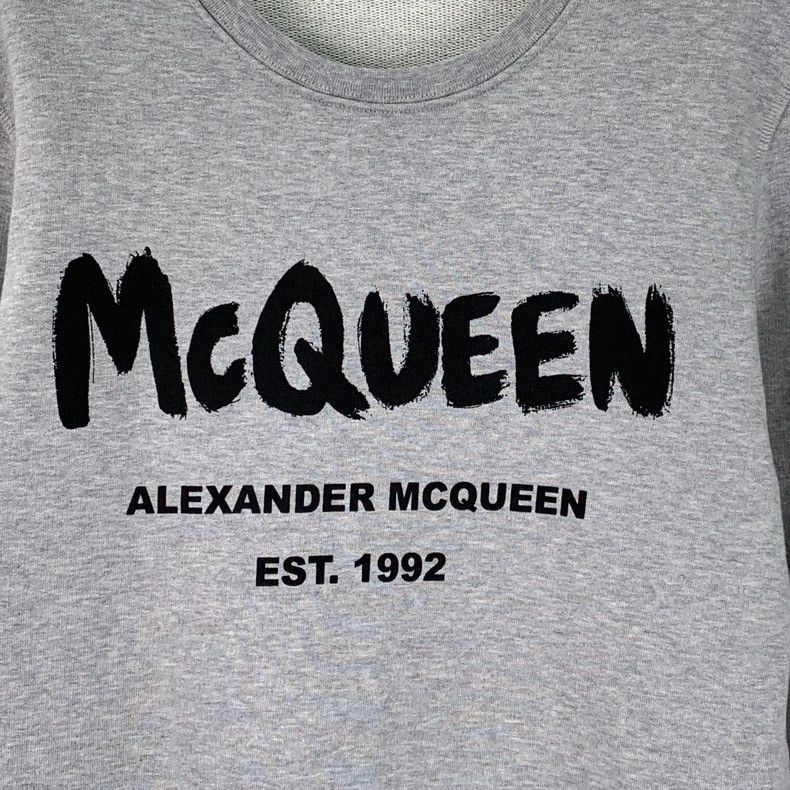 Alexander McQueen Alexander Mcqueen Gray logo letter print cotton round-neck Size US S / EU 44-46 / 1 - 4 Thumbnail
