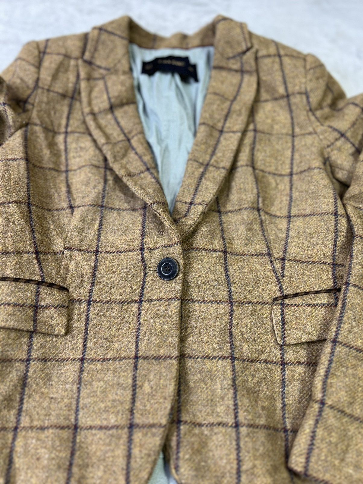 Zara Zara Basic Lambswool Windowpane Blazer Brown Elbow Patch Size M / US 6-8 / IT 42-44 - 3 Thumbnail
