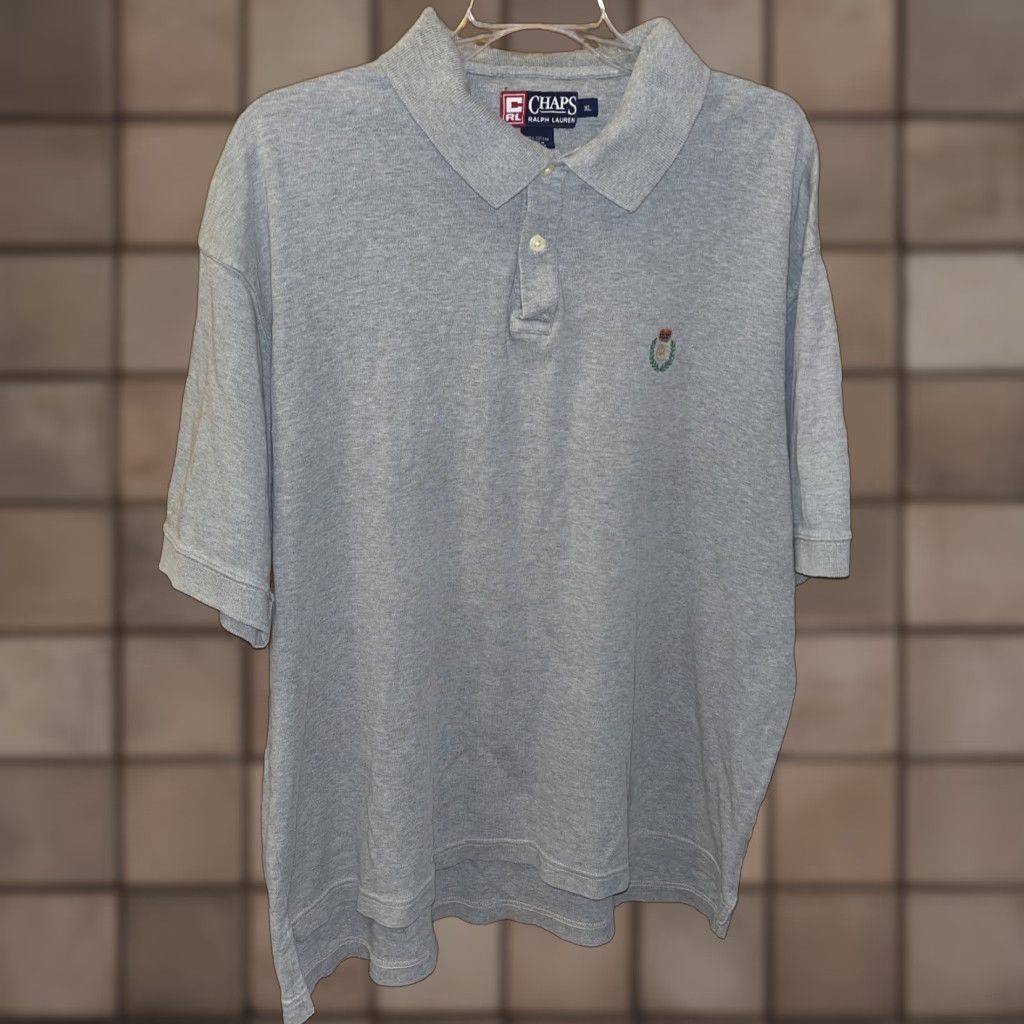 Ralph Lauren VINTAGE Ralph Lauren Chaps Polo Shirt Men XL Gray Cotton Casual Logo 90s Size US XL / EU 56 / 4 - 1 Thumbnail